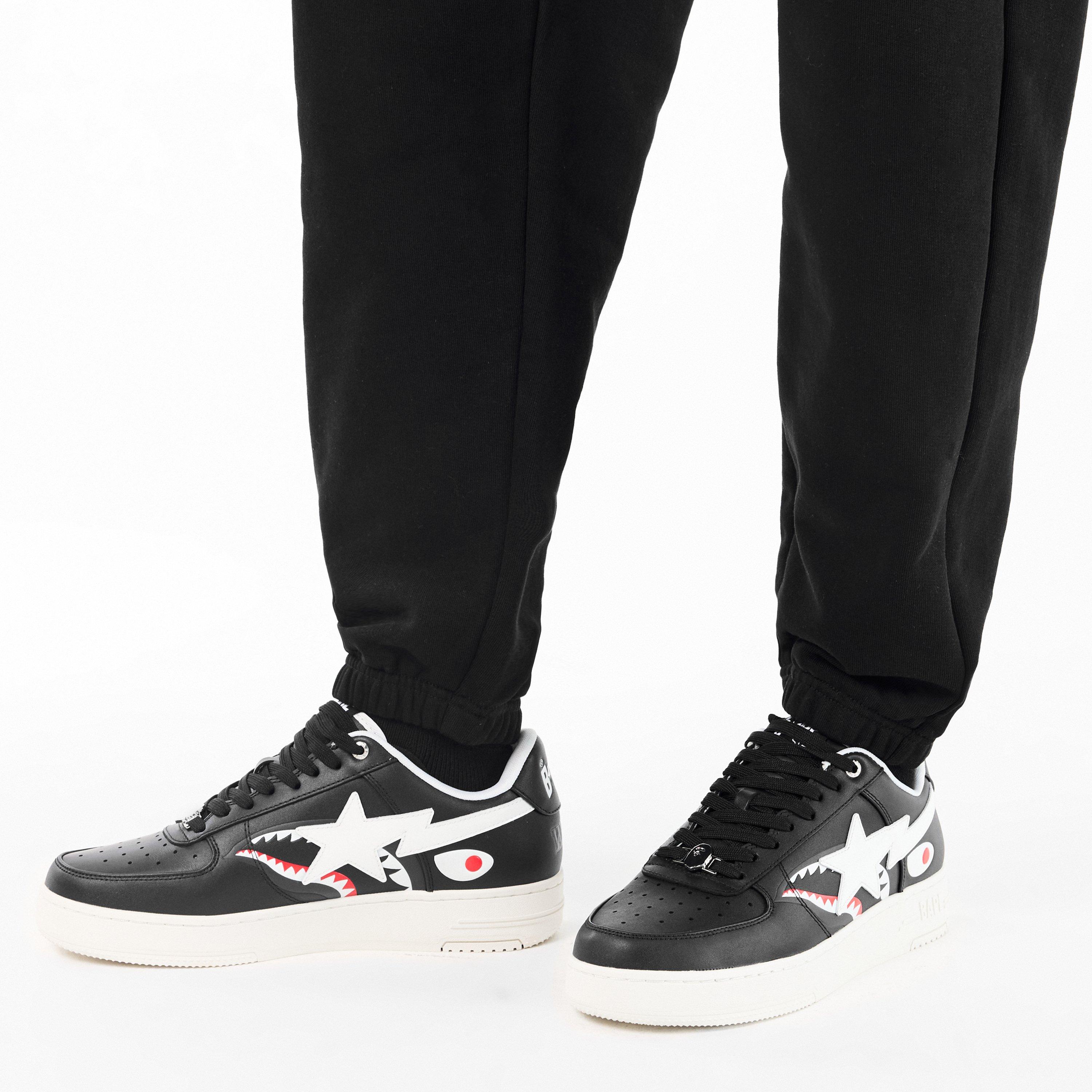 Black/White - A Bathing Ape - Men's Shark Sta Shark-Tooth Low-Top Trainers - 3