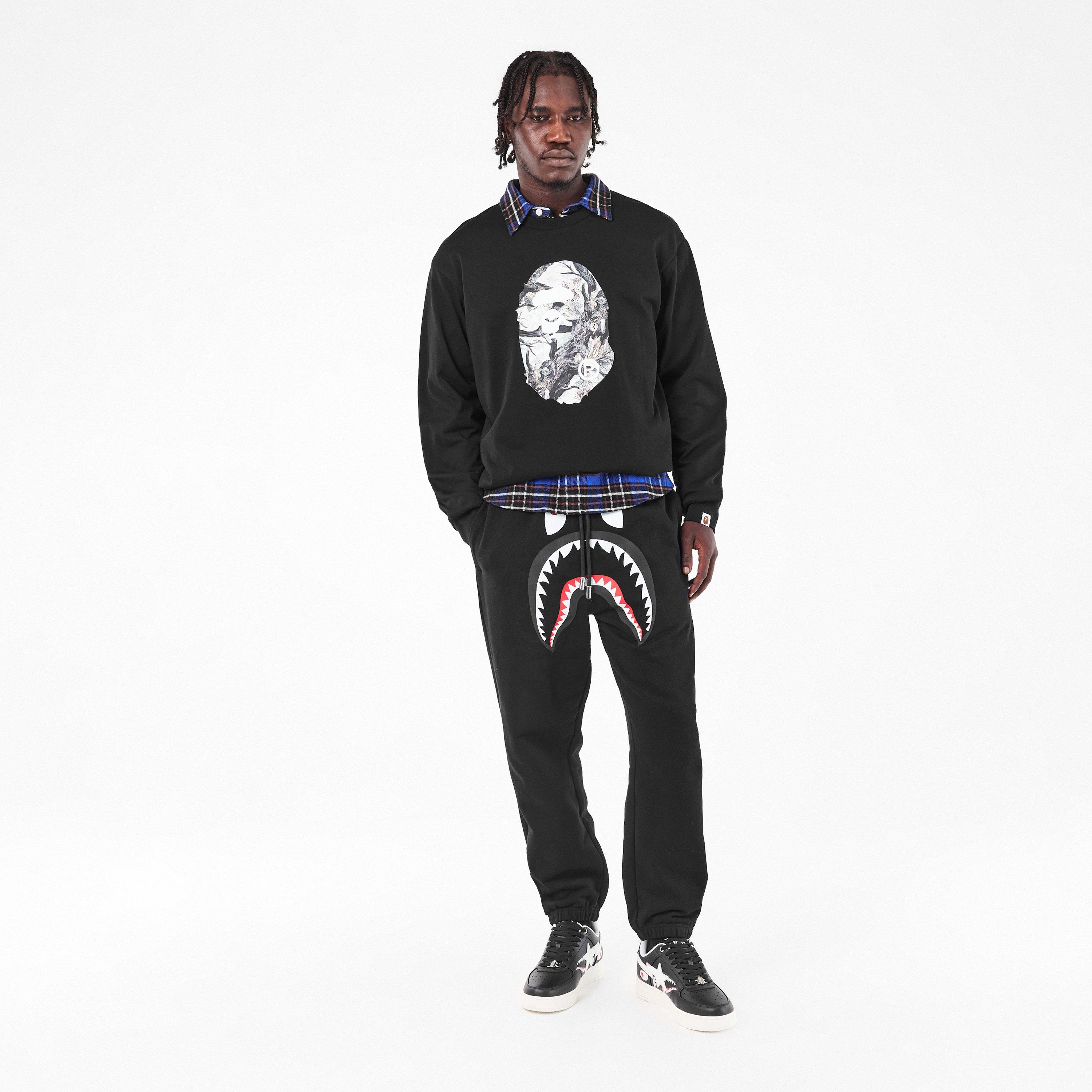 Black/White - A Bathing Ape - Men's Shark Sta Shark-Tooth Low-Top Trainers - 6