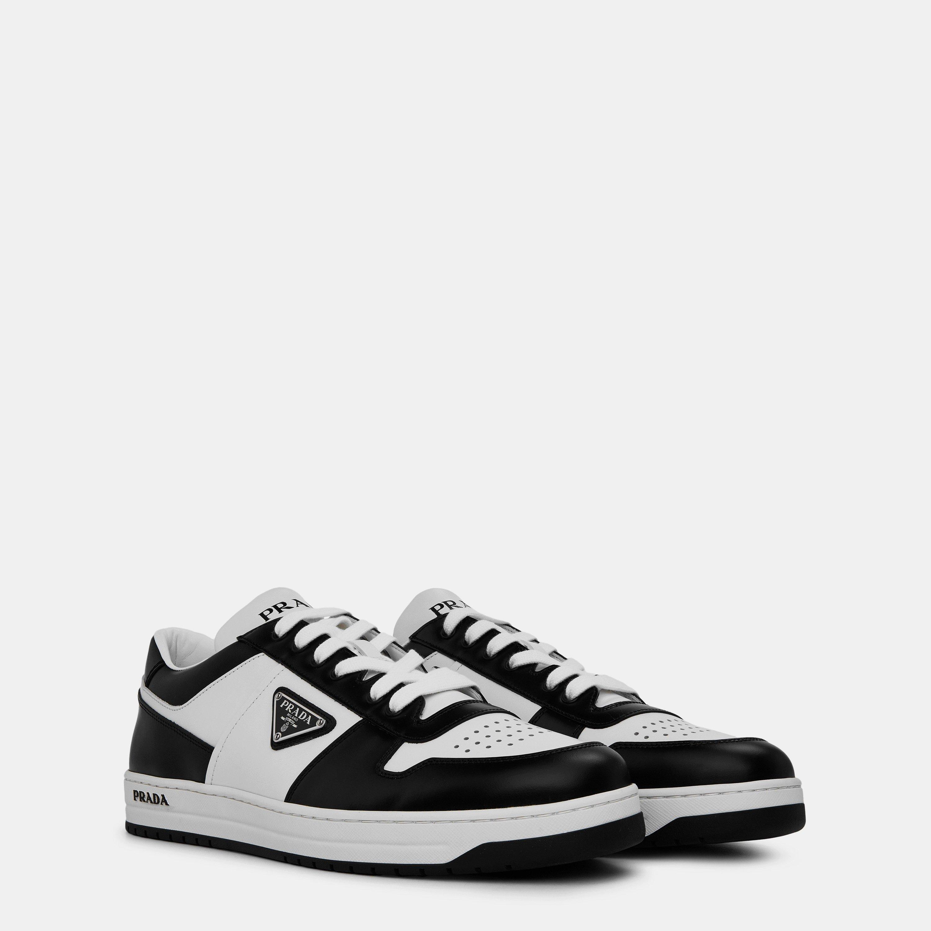 White/Black - Prada - Men'S Downtown Leather Low Top Trainers - 4
