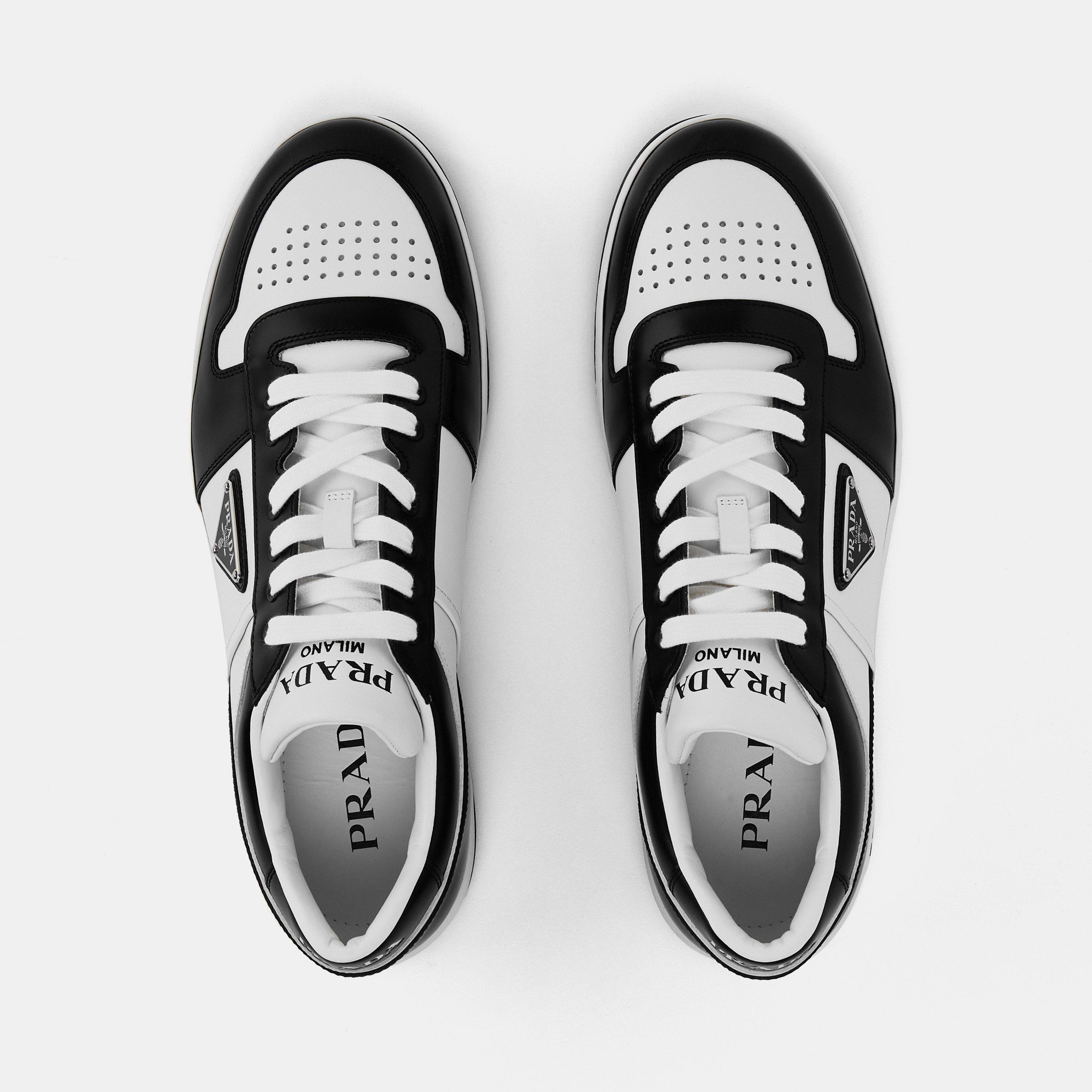 White/Black - Prada - Men'S Downtown Leather Low Top Trainers - 6