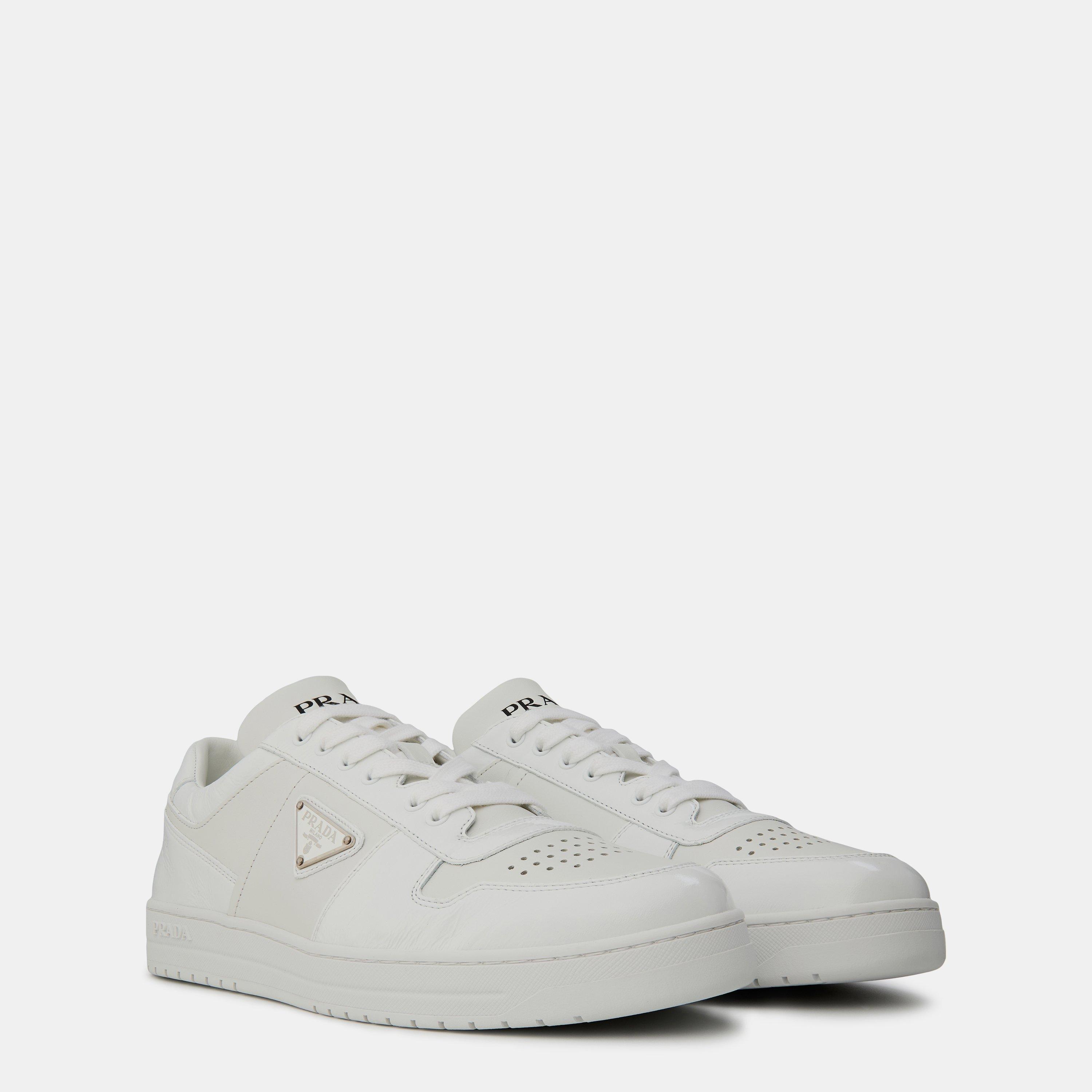 White/White - Prada - Men'S Downtown Leather Low Top Trainers - 3