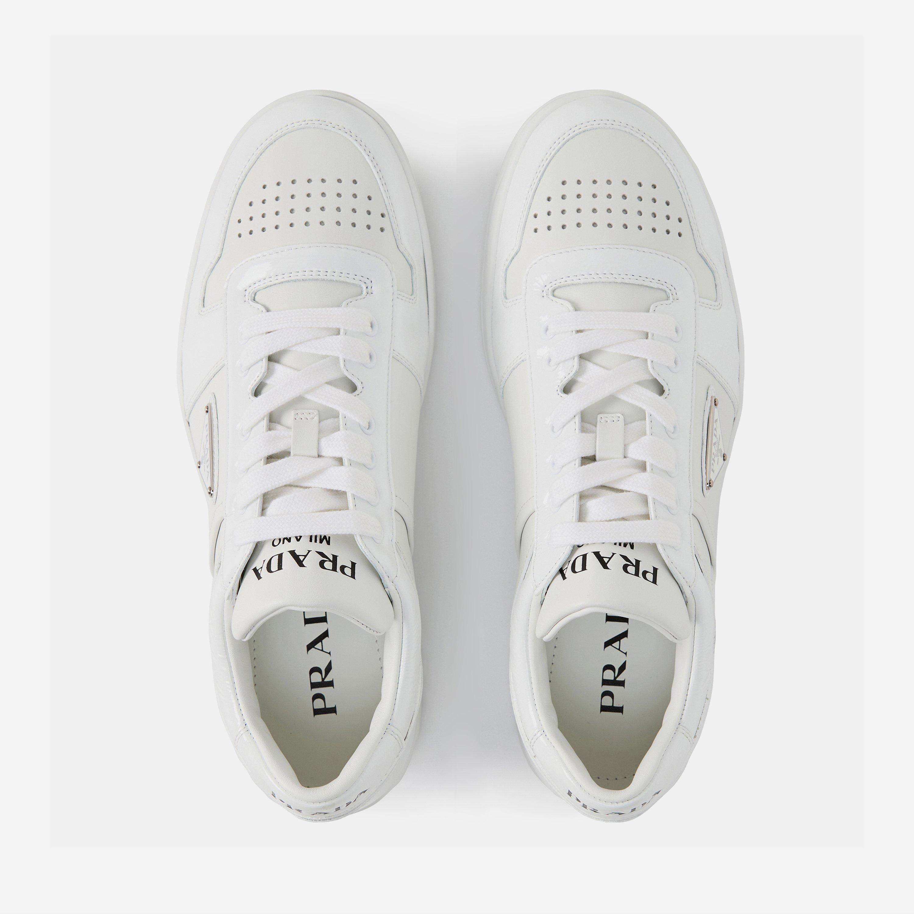 White/White - Prada - Men'S Downtown Leather Low Top Trainers - 5