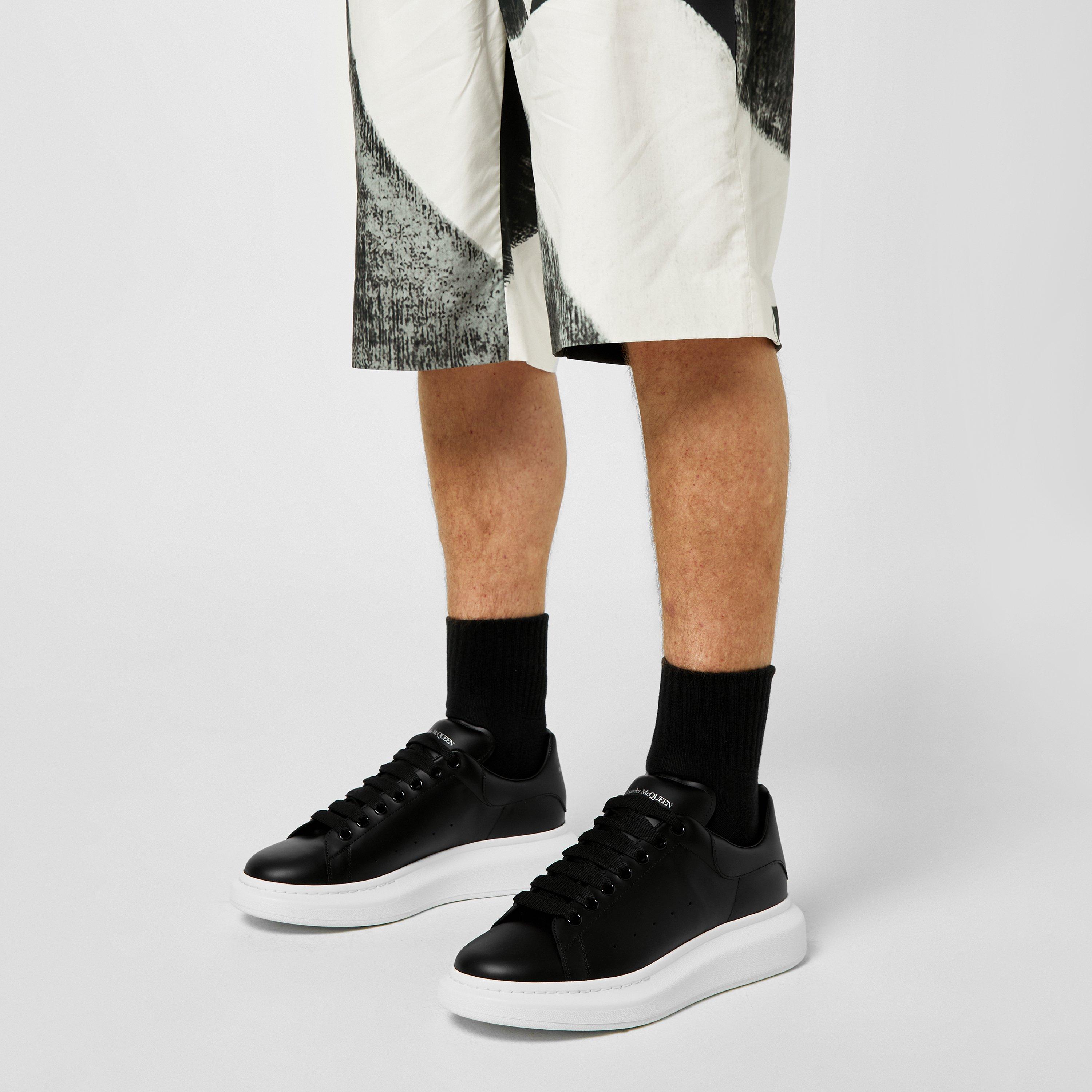Blk/Wht - Alexander McQueen - Men's Oversized Leather Trainers - 3