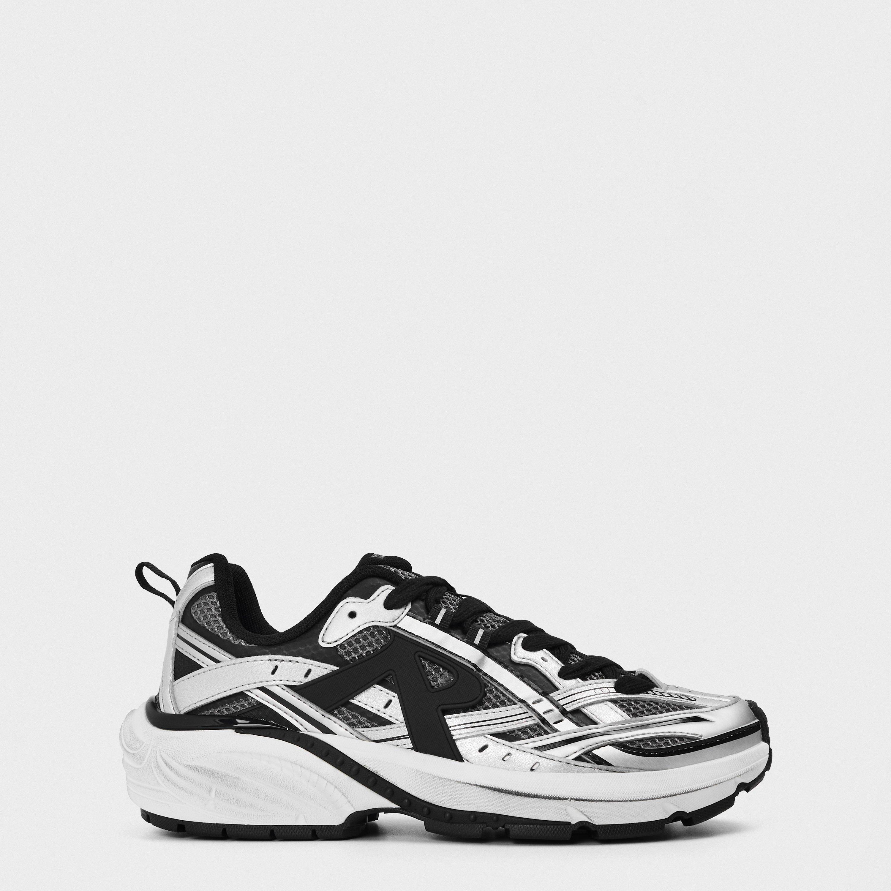 Represent Men's Rep Storm Runner Breathable Mesh Lace Up Trainers - Silver/Black - Size 7 (41)