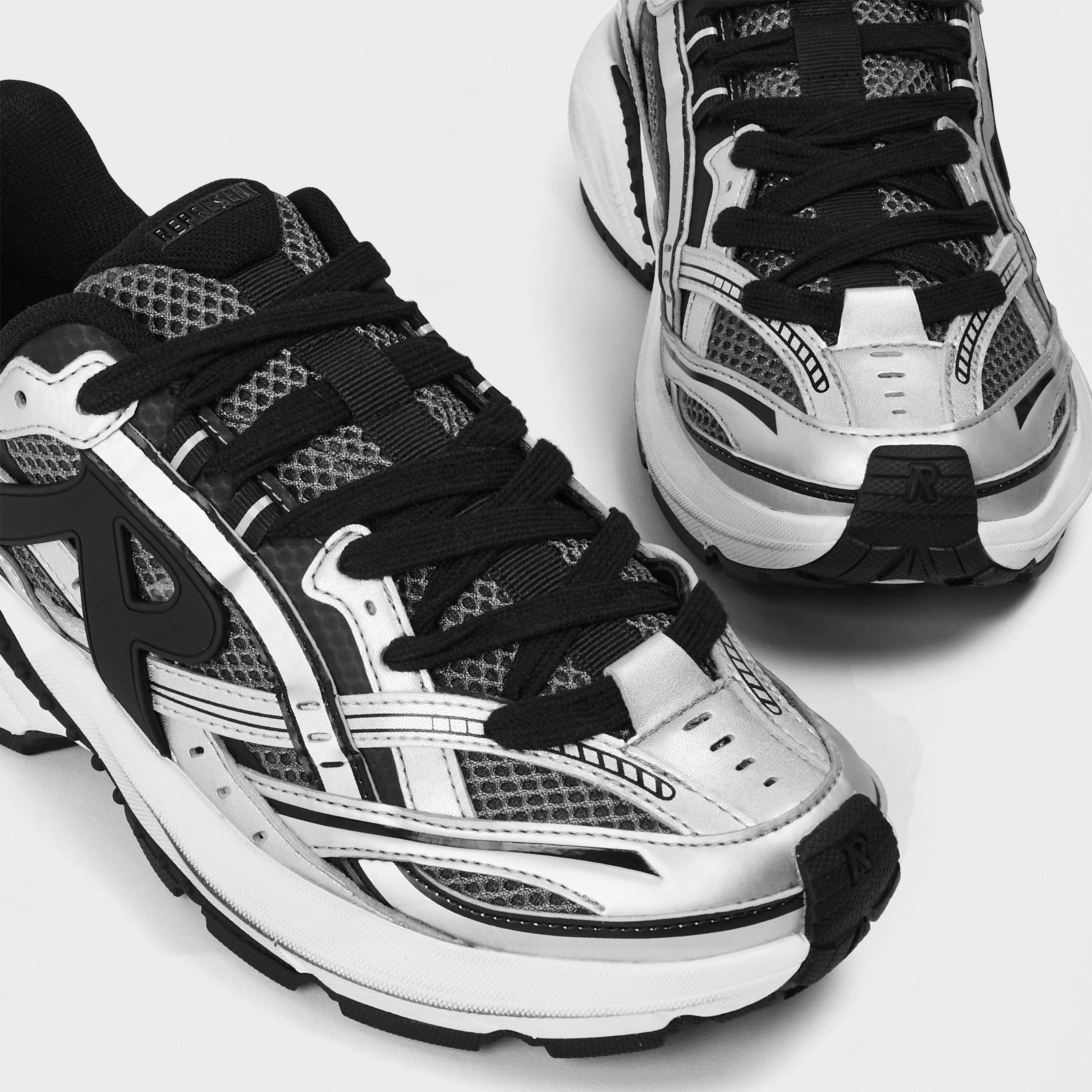 Silver/Black - Represent - Men's Storm Runners, Glossy Clips, Matte Finish Trainers - 4