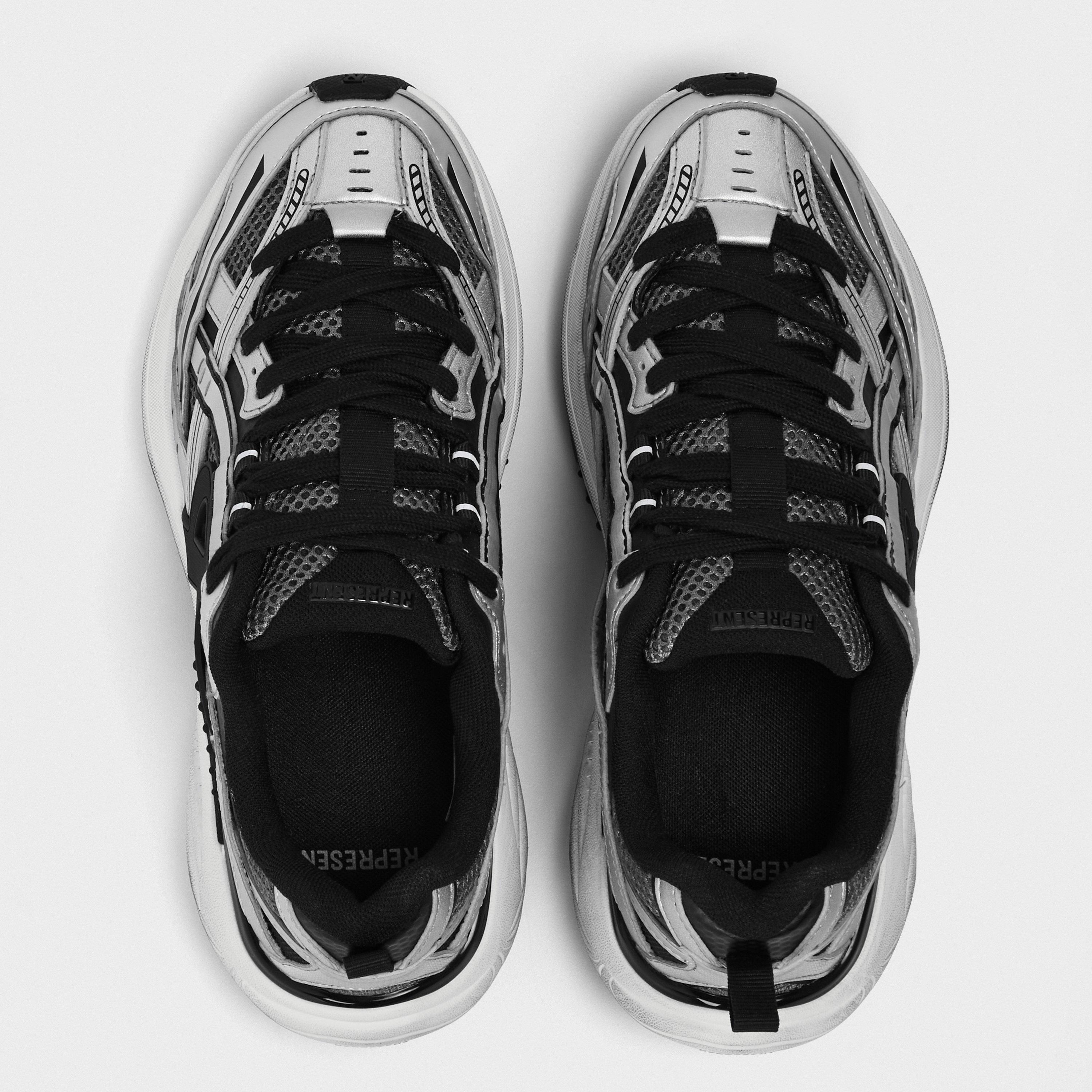 Silver/Black - Represent - Men's Storm Runners, Glossy Clips, Matte Finish Trainers - 5