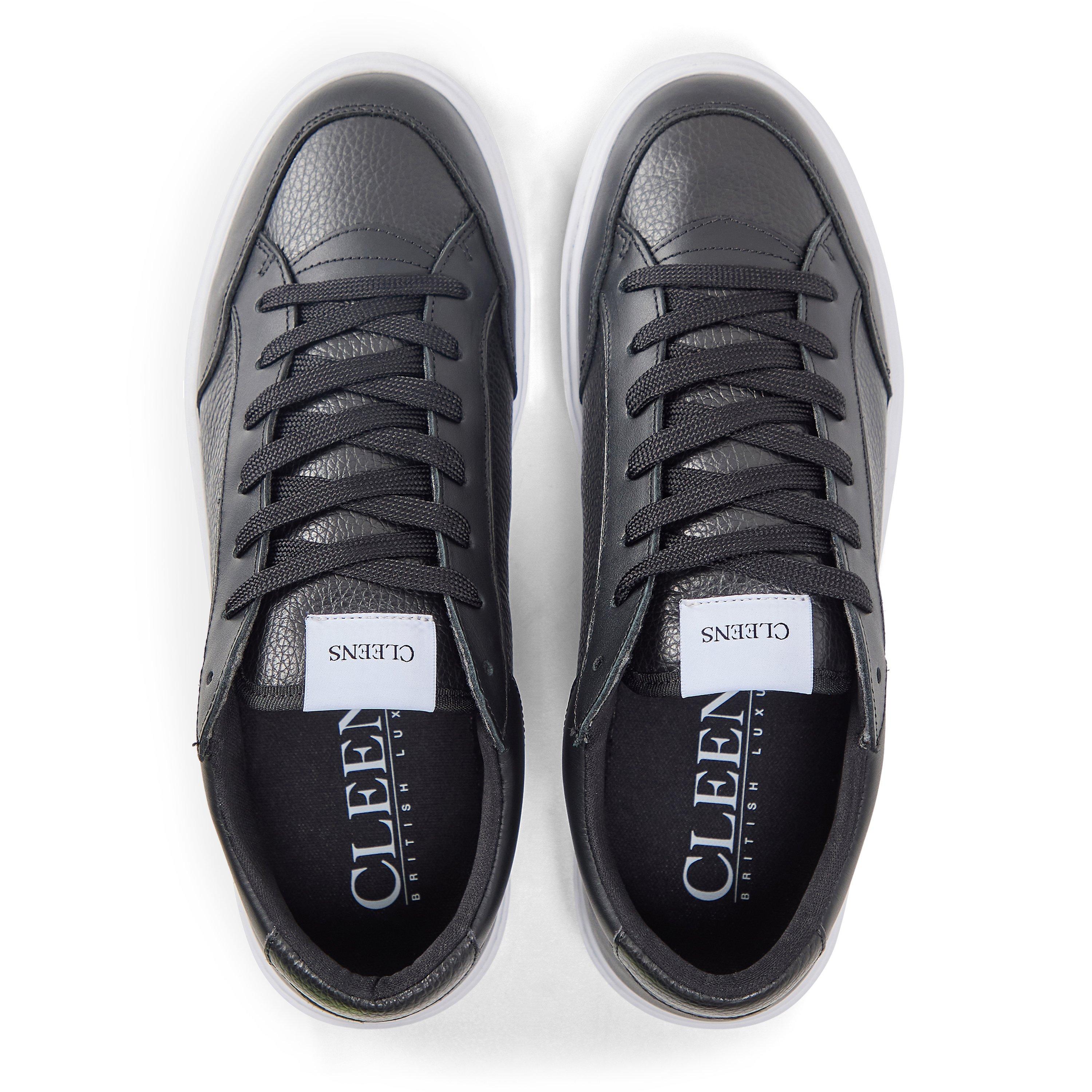 Black - Cleens - Men's Luxor Leather Low-Top Trainers - 4