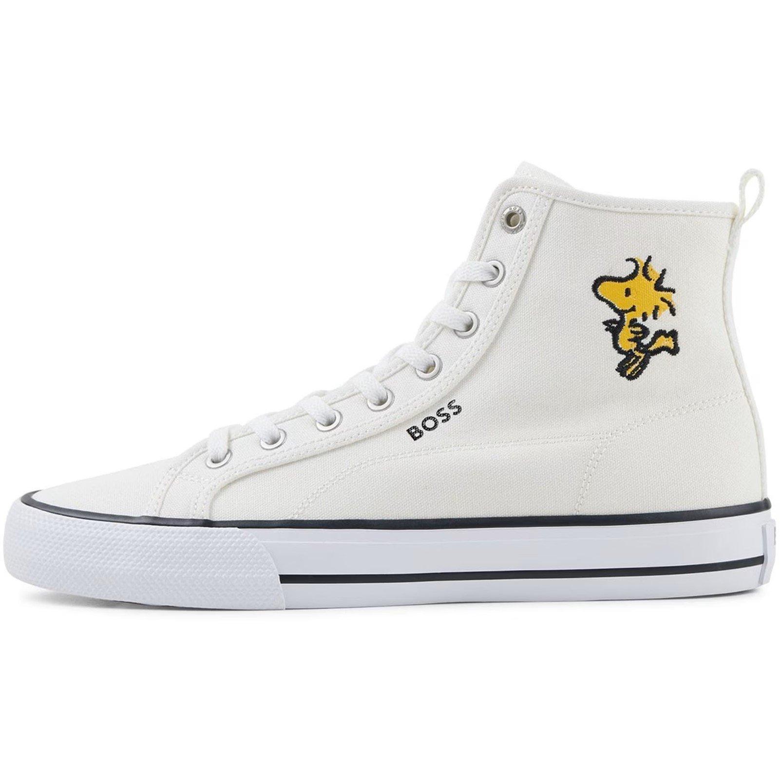 White - Boss - Men's Aiden High-Top Trainers - 2