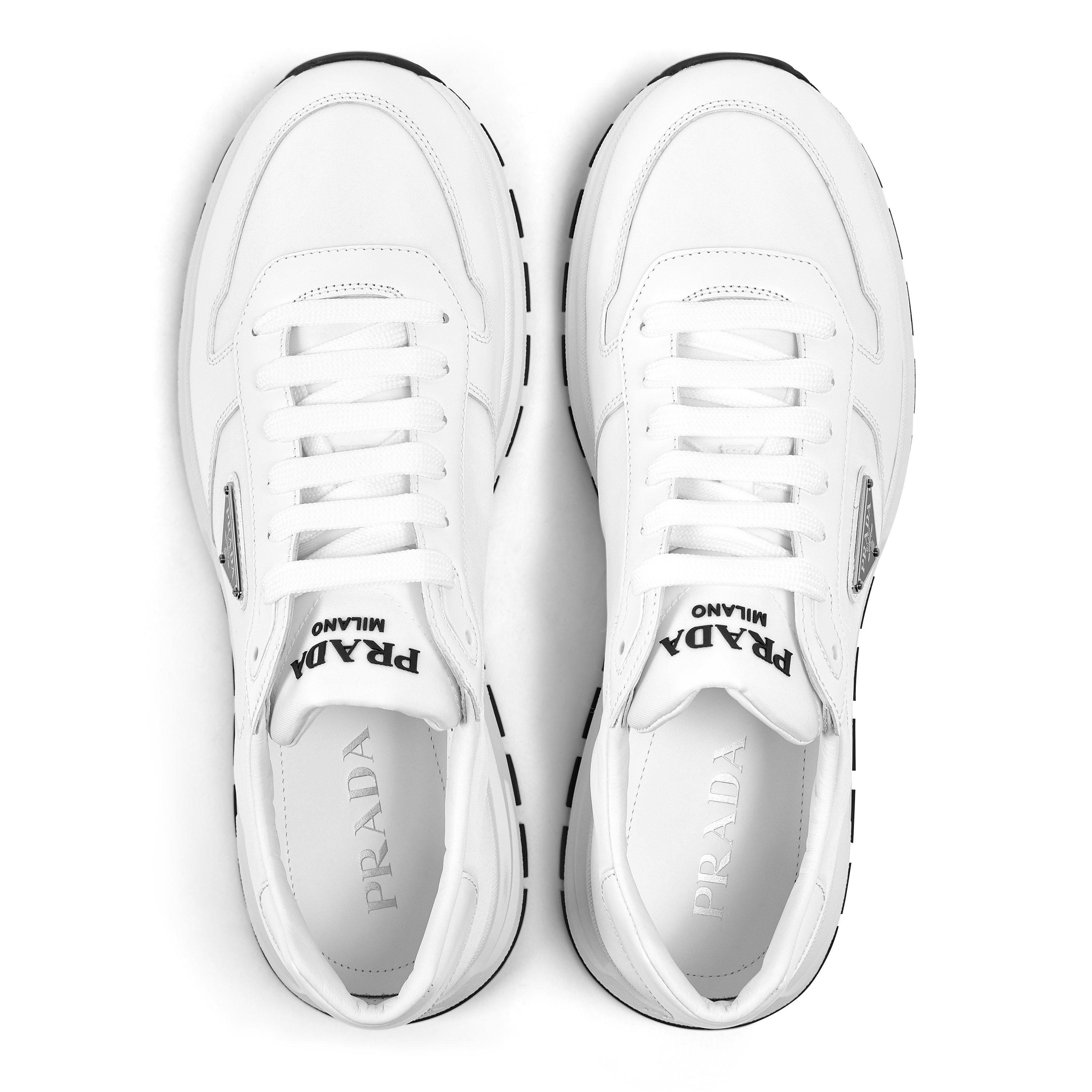 White/Black - Prada - Men'S Triangle Logo Re-Nylon Trainers - 5