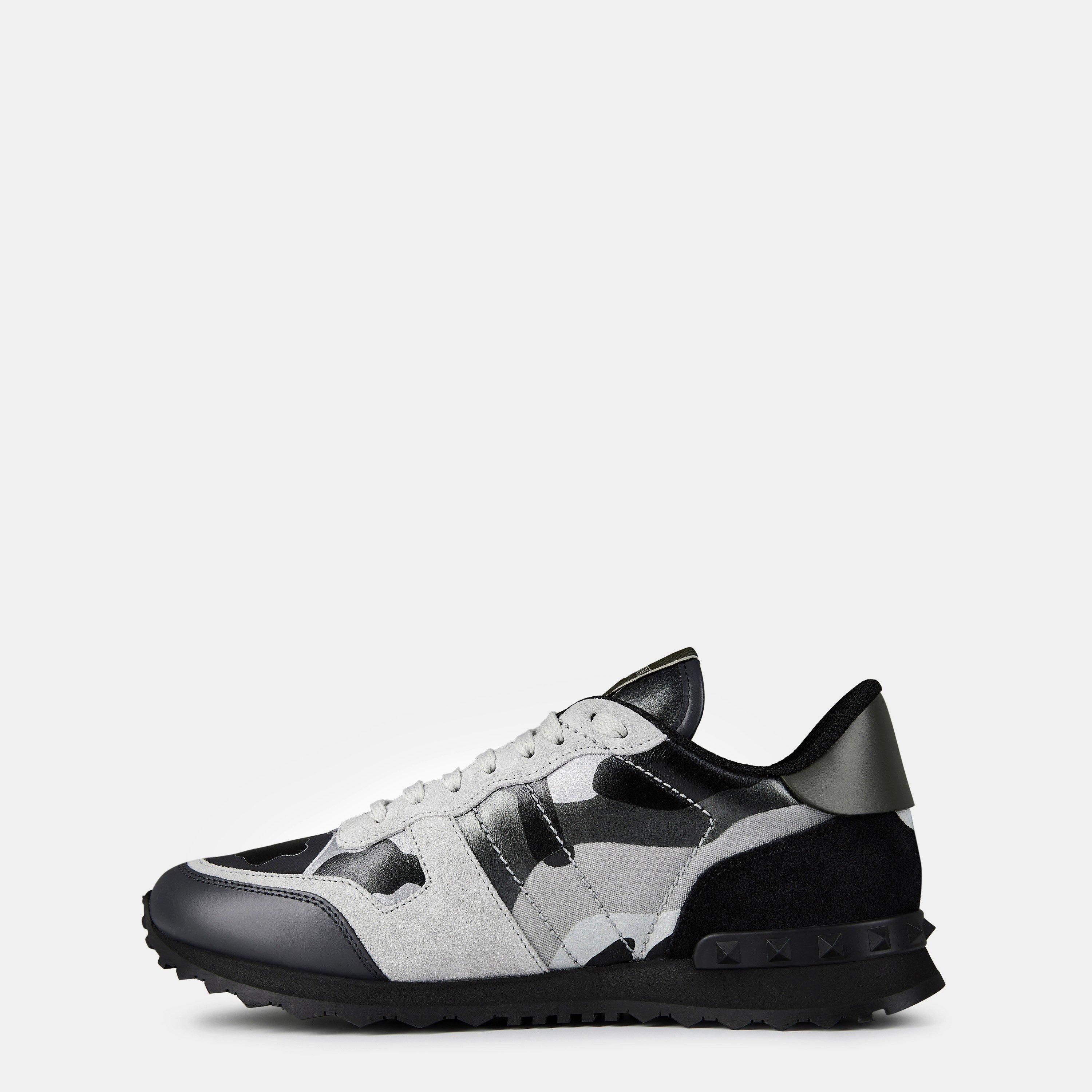 Grey/Silver - Valentino Garavani - Rockstud Camouflage Trainers - 2