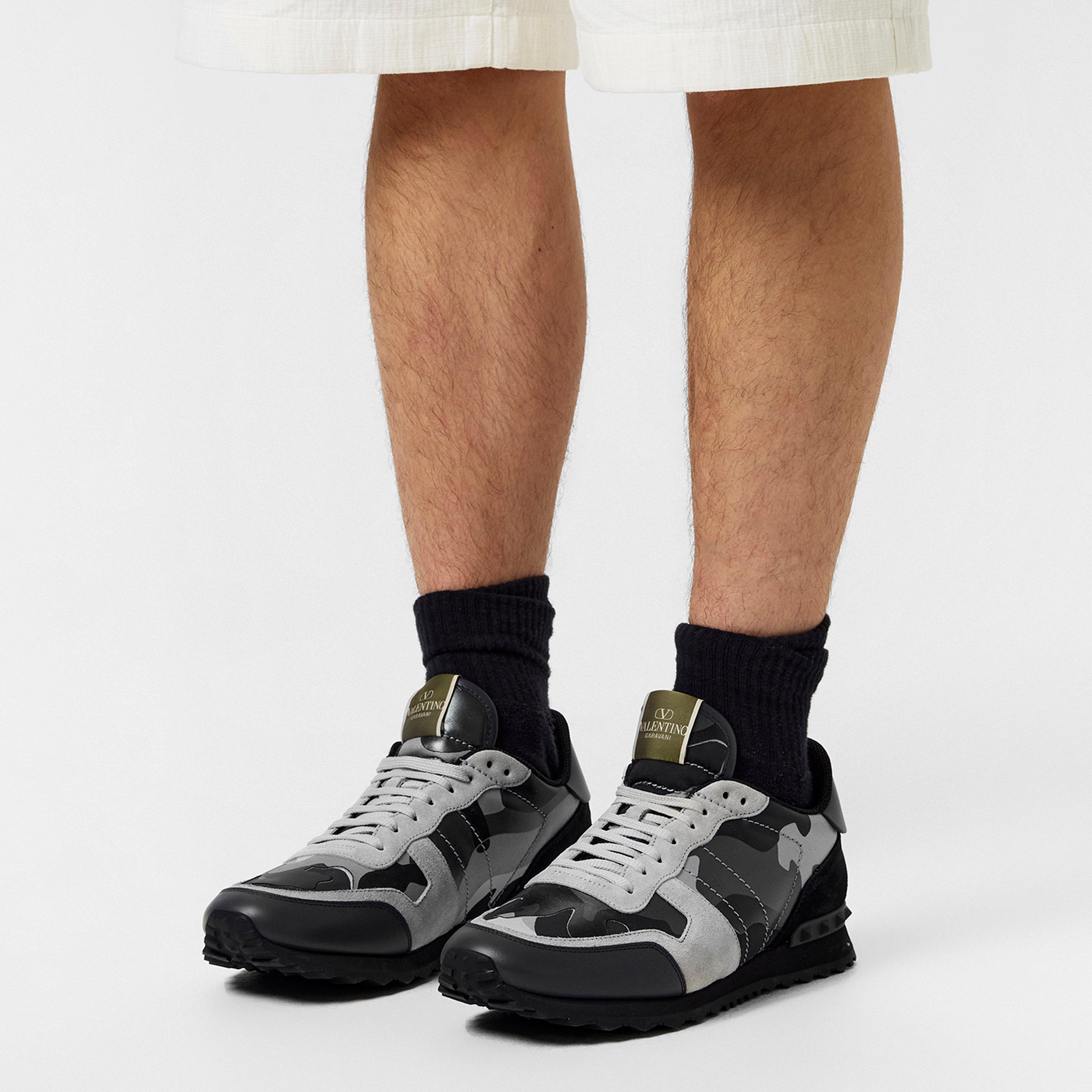 Grey/Silver - Valentino Garavani - Rockstud Camouflage Trainers - 3