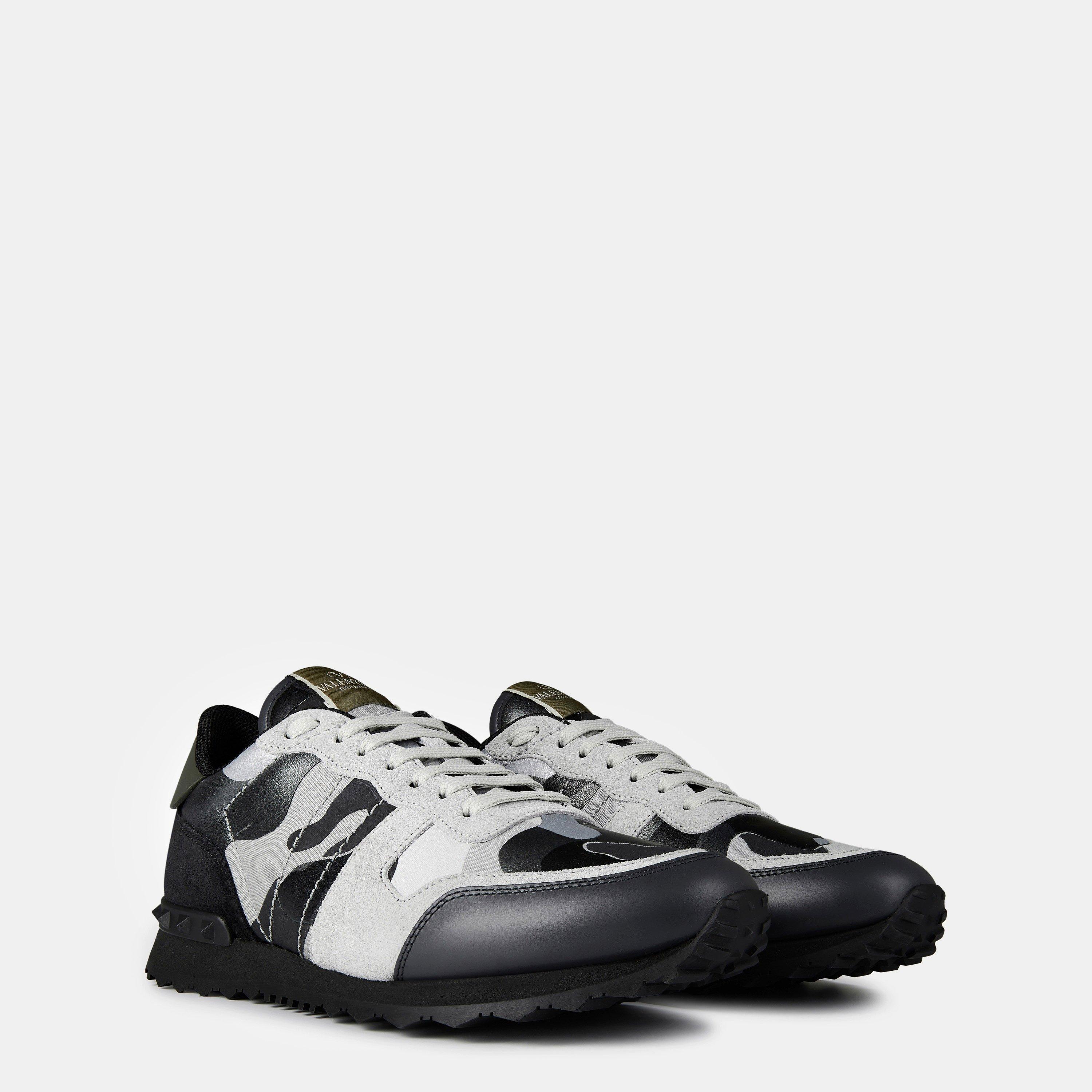 Grey/Silver - Valentino Garavani - Rockstud Camouflage Trainers - 4