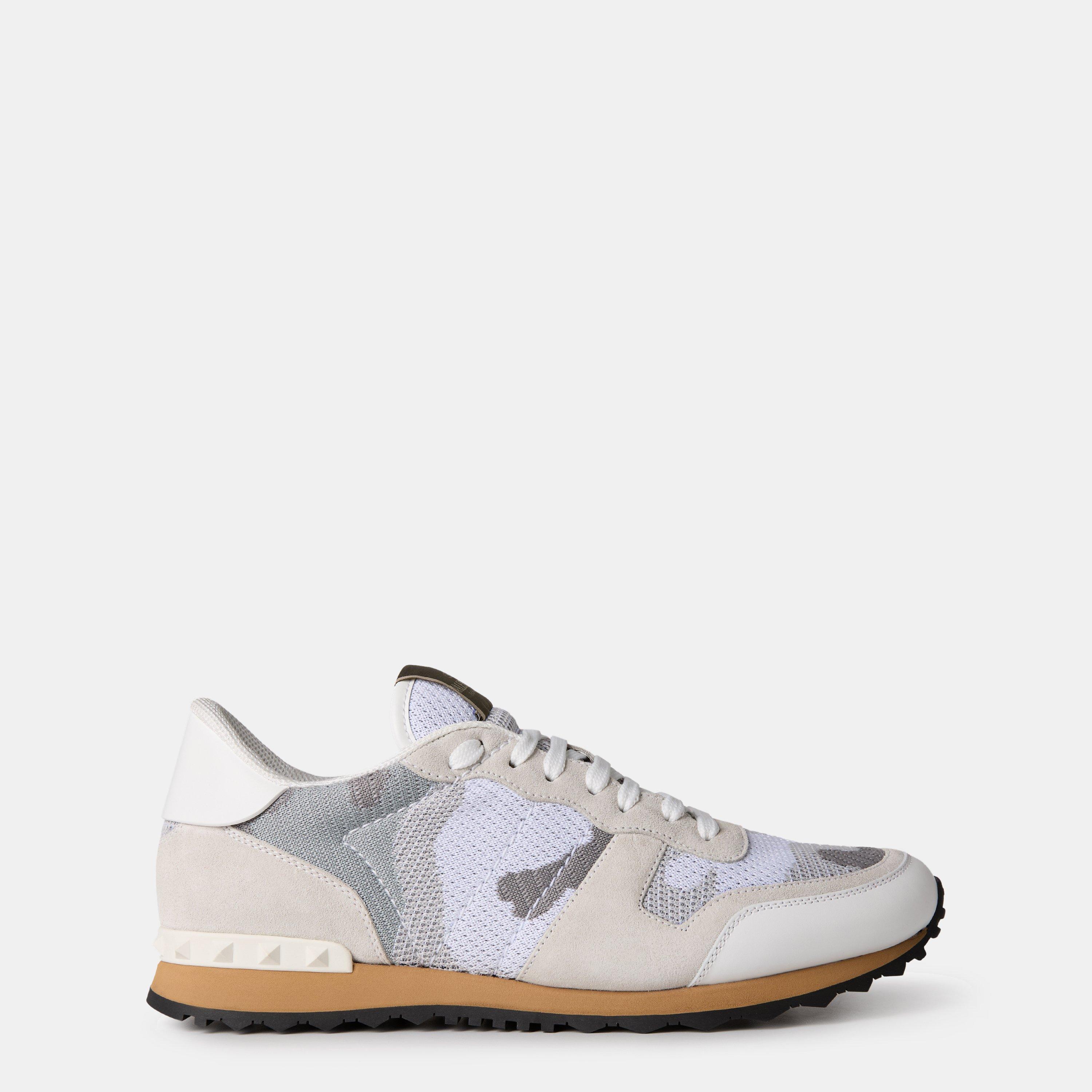 Valentino Garavani Mesh Camouflage Rockrunner Sneakers - White - Size 10 (44)