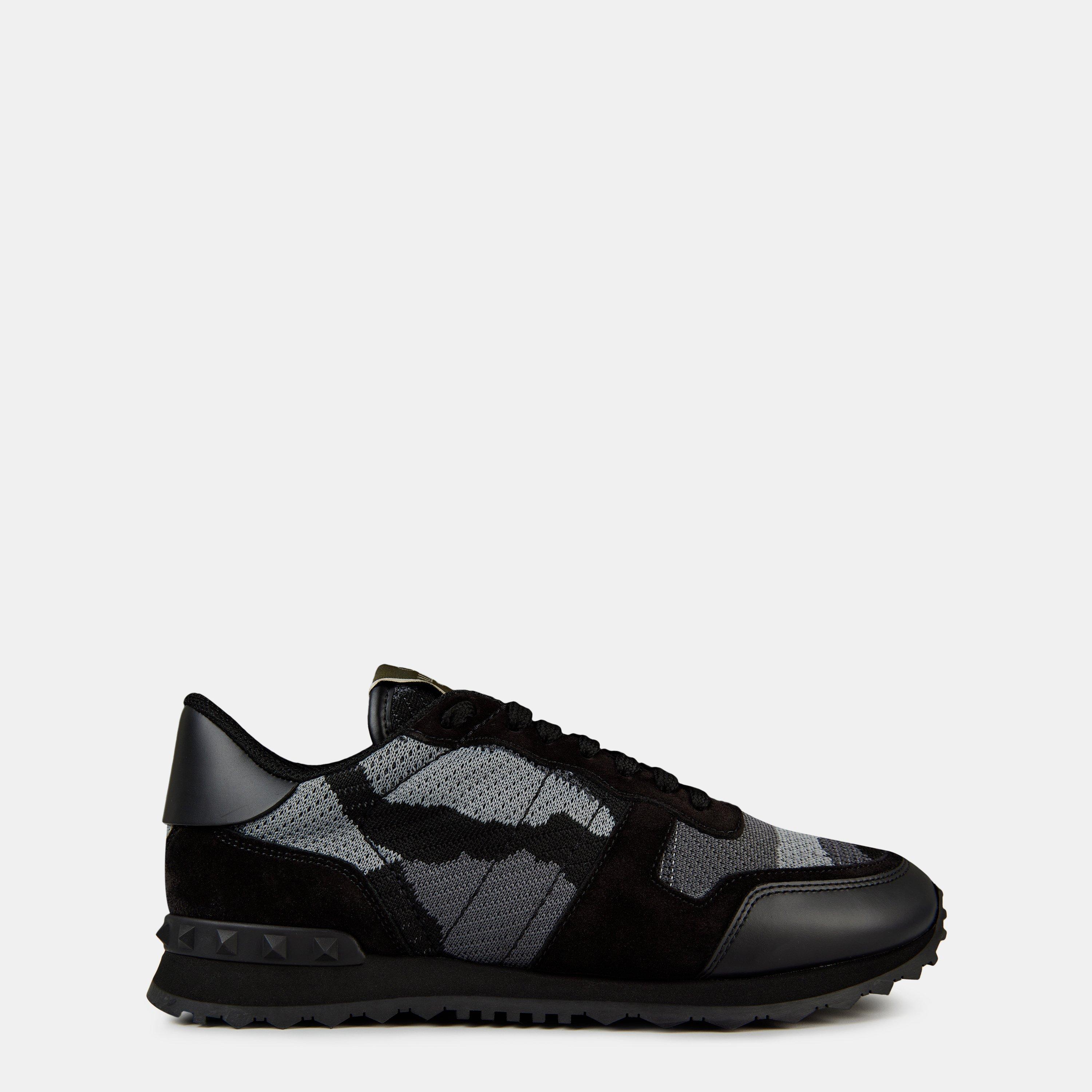 Black - Valentino Garavani - Mesh Camouflage Rockrunner Sneakers - 1