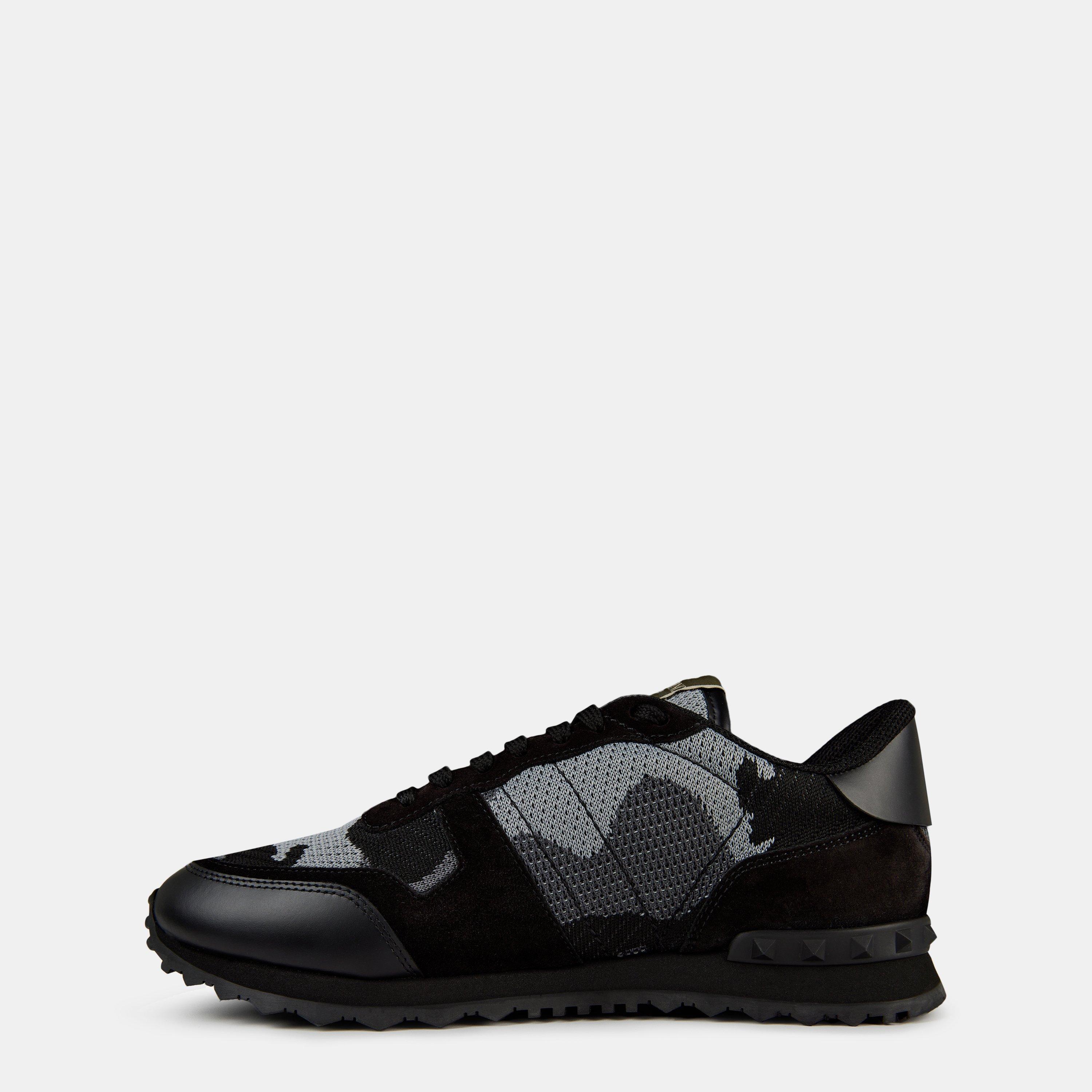 Black - Valentino Garavani - Mesh Camouflage Rockrunner Sneakers - 2