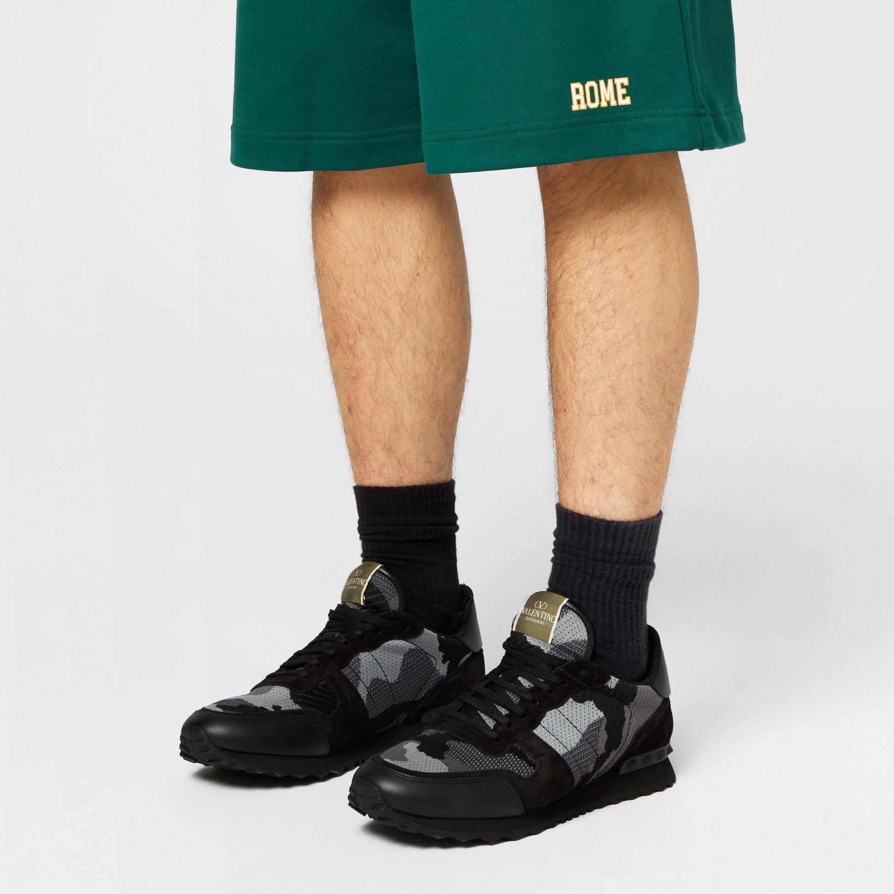 Black - Valentino Garavani - Mesh Camouflage Rockrunner Sneakers - 3