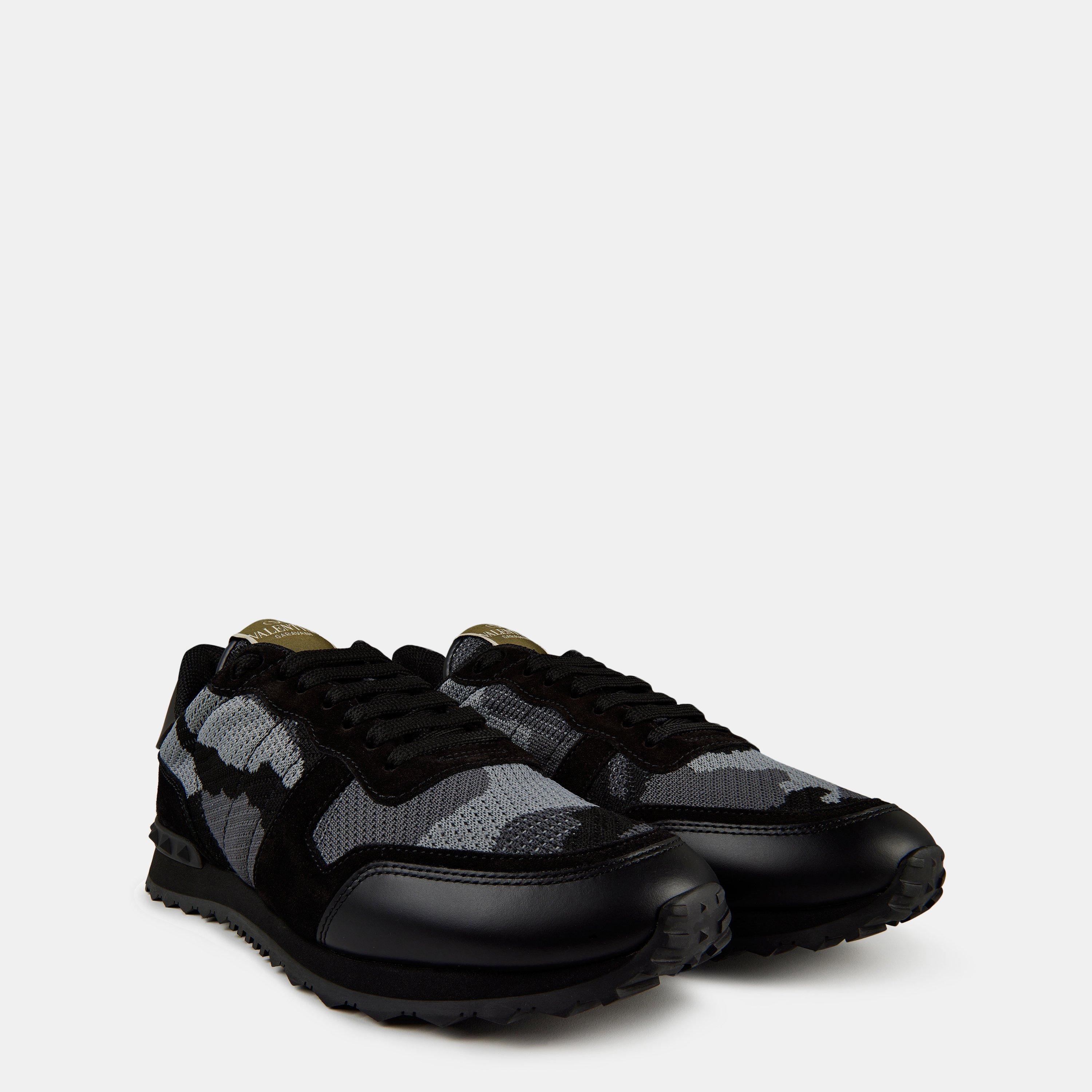Black - Valentino Garavani - Mesh Camouflage Rockrunner Sneakers - 4