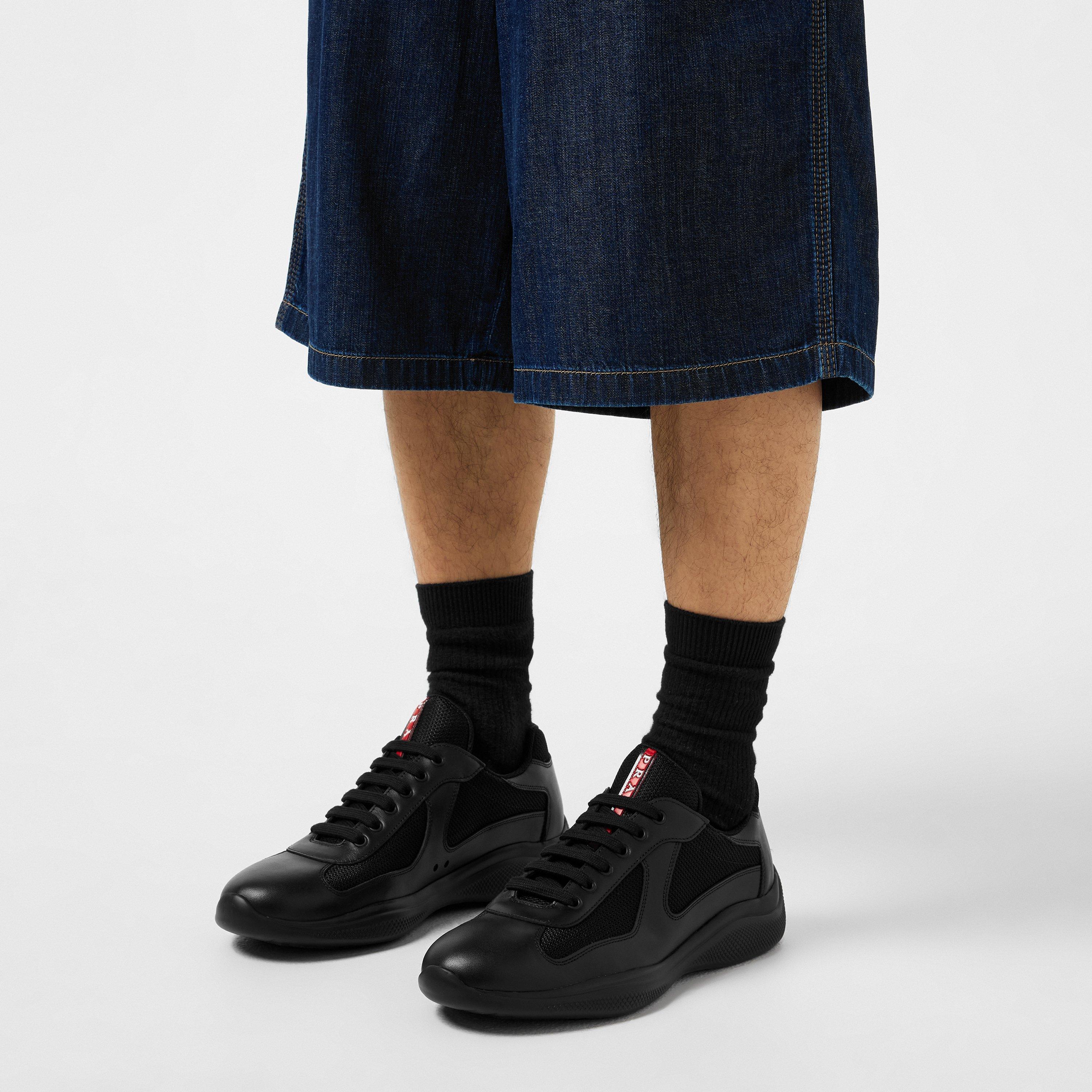 Nero - Prada - Men'S Americas Cup Leather Prada Trainers - 3