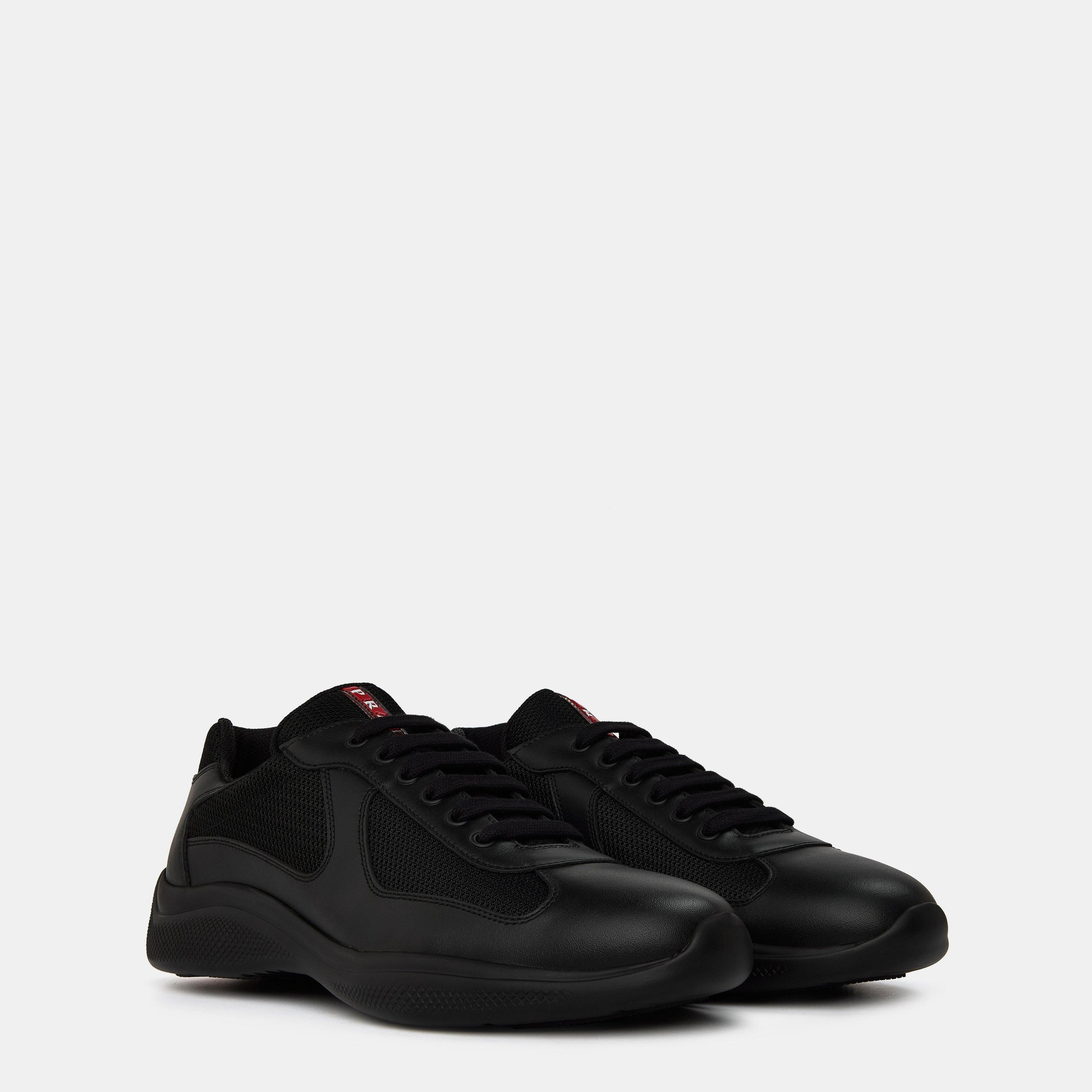 Nero - Prada - Men'S Americas Cup Leather Prada Trainers - 4