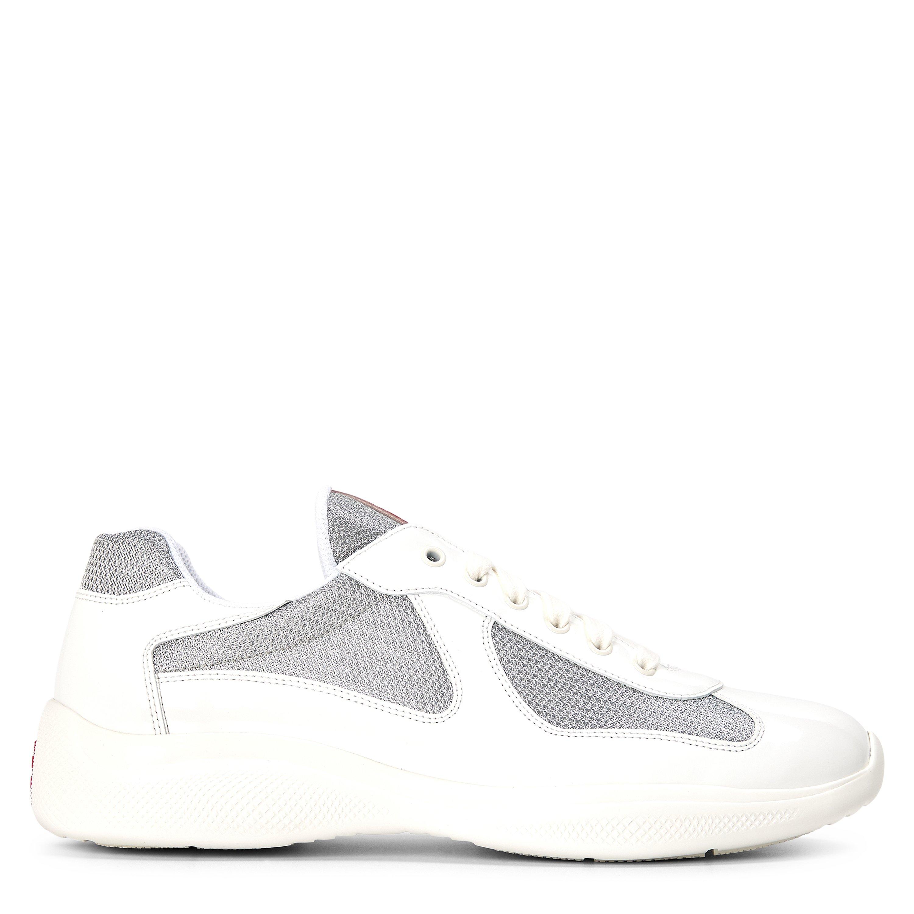 Prada Mens Americas Cup Trainers - Patent White - Size 10 (45)