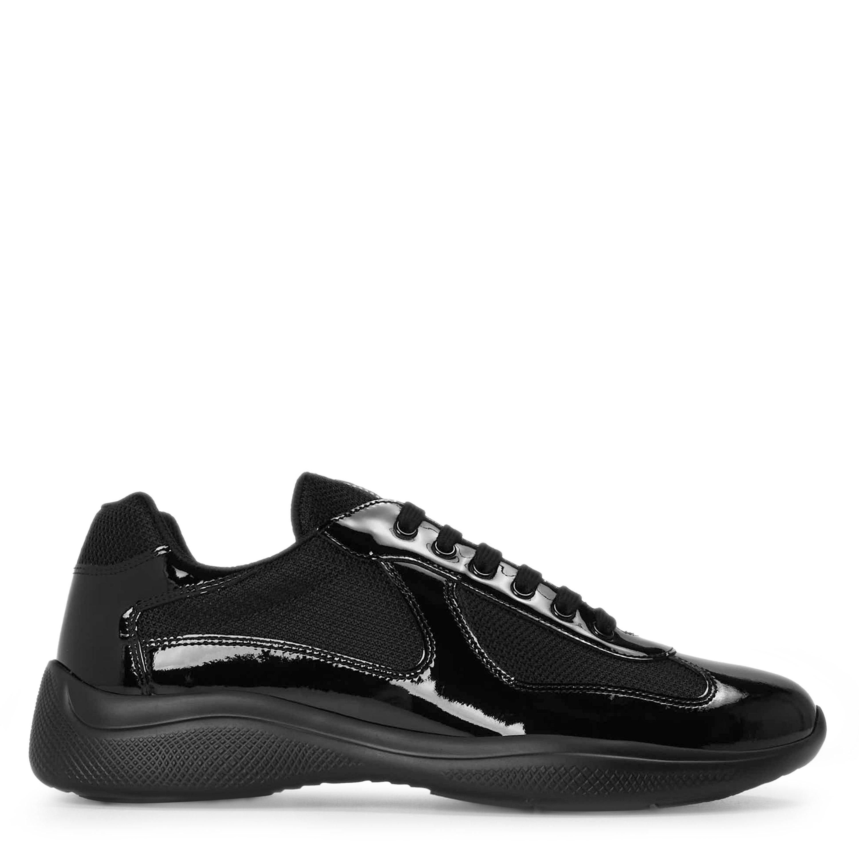 Prada Mens Americas Cup Trainers - Patent Black - Size 10 (45)