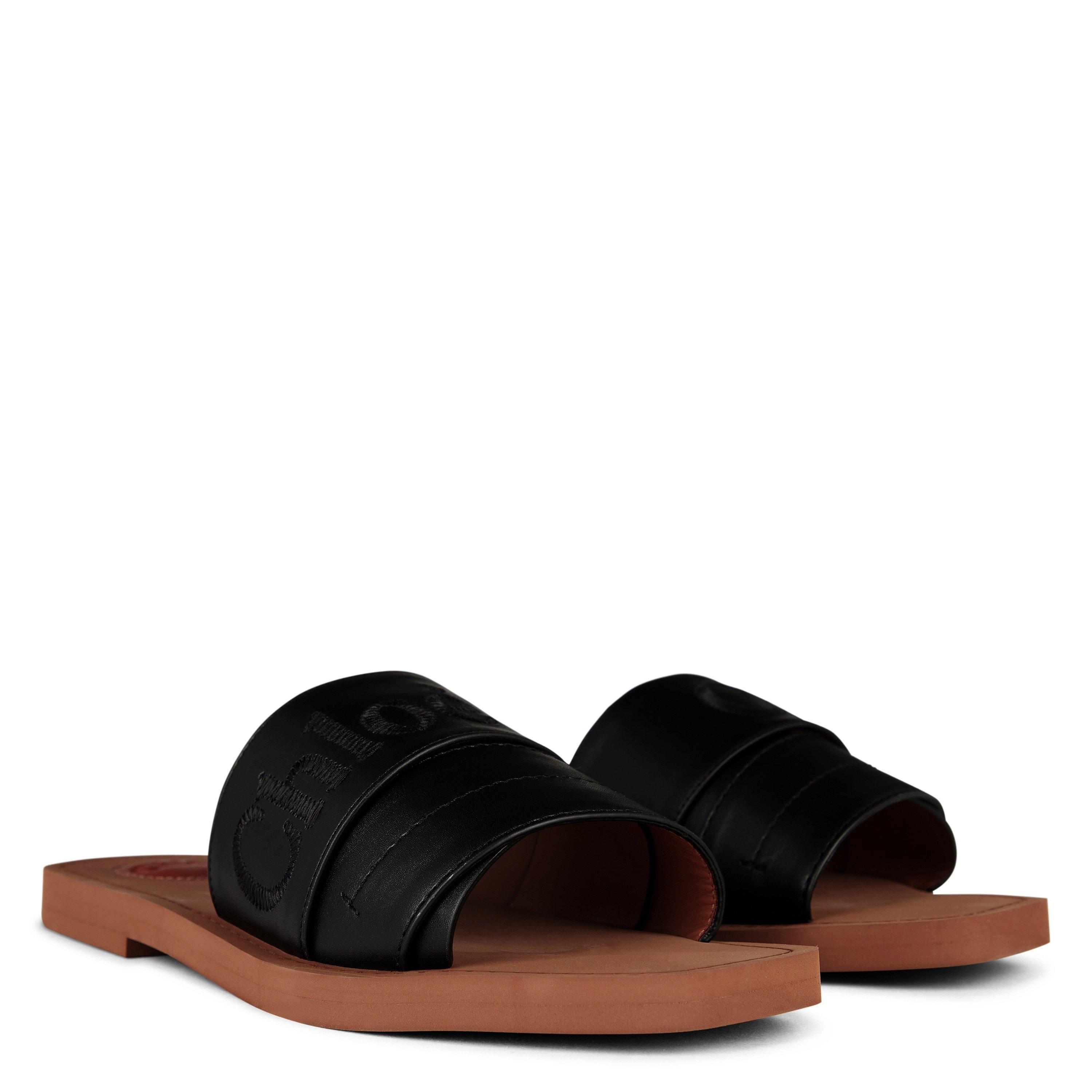 Black - Chloe - Leather Woody Sandal - 3