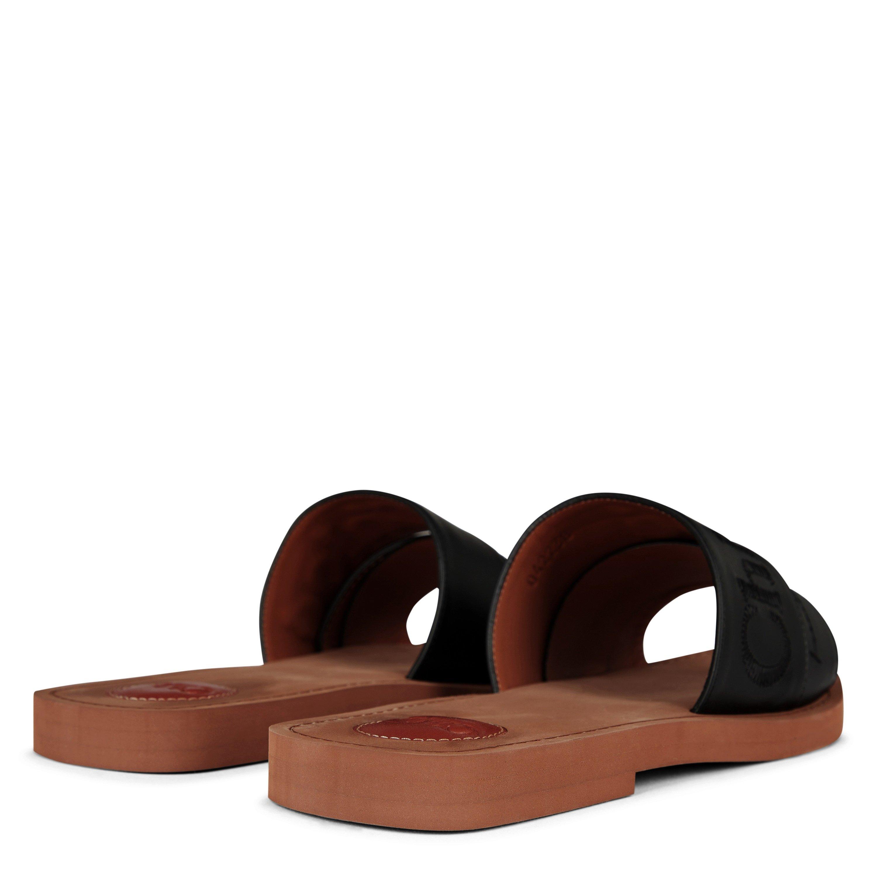 Black - Chloe - Leather Woody Sandal - 4