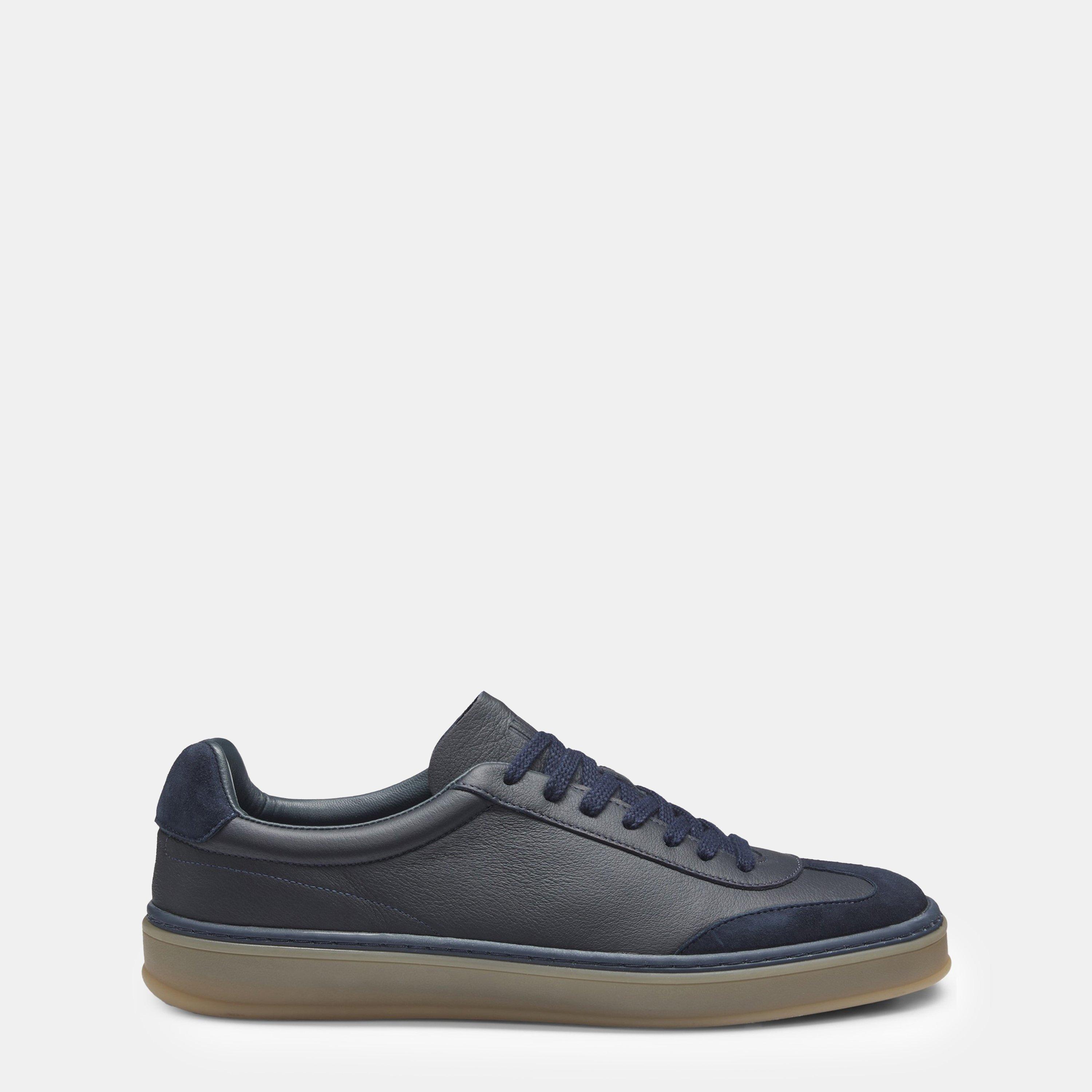 Blue 401 - Boss - Men's Zarek Suede Leather Low-Top Trainers - 1