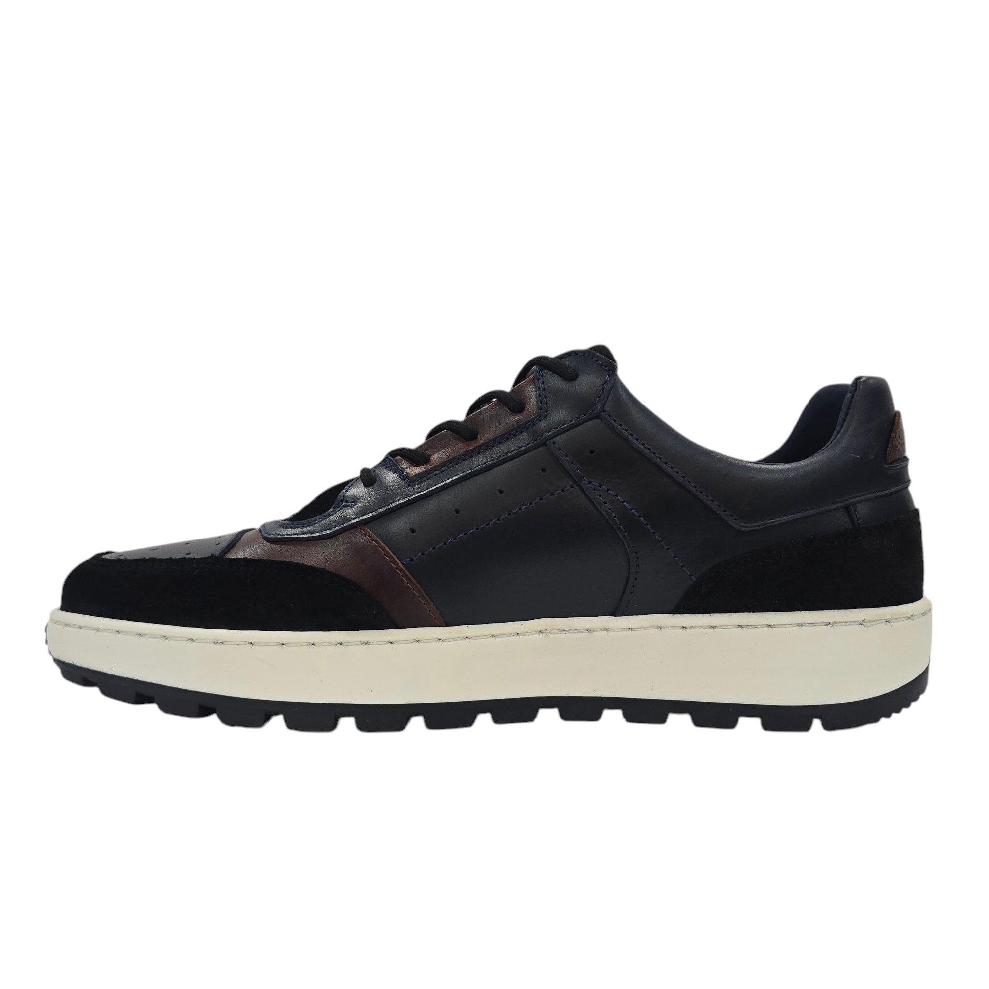 Marine/Braun/Schwarz - Nicholas Deakins - Bell Leather Lace Up Memory Foam Low-Top Trainers - 2