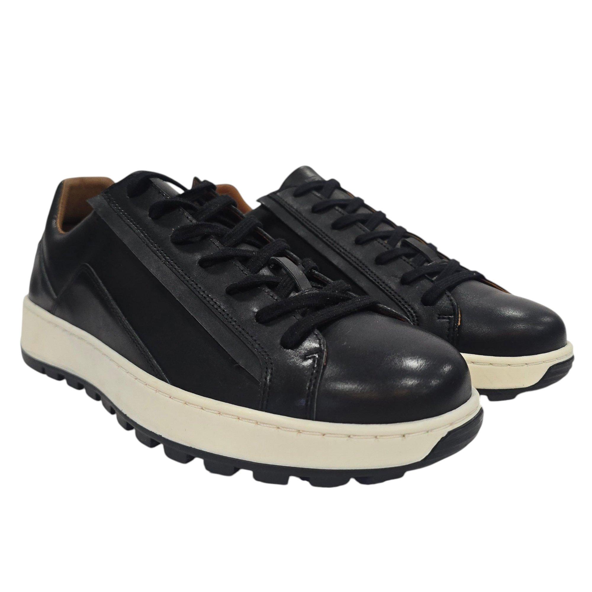Black - Nicholas Deakins - Gilmore Leather Lace Up Cloudfoam Low-Top Trainers - 3