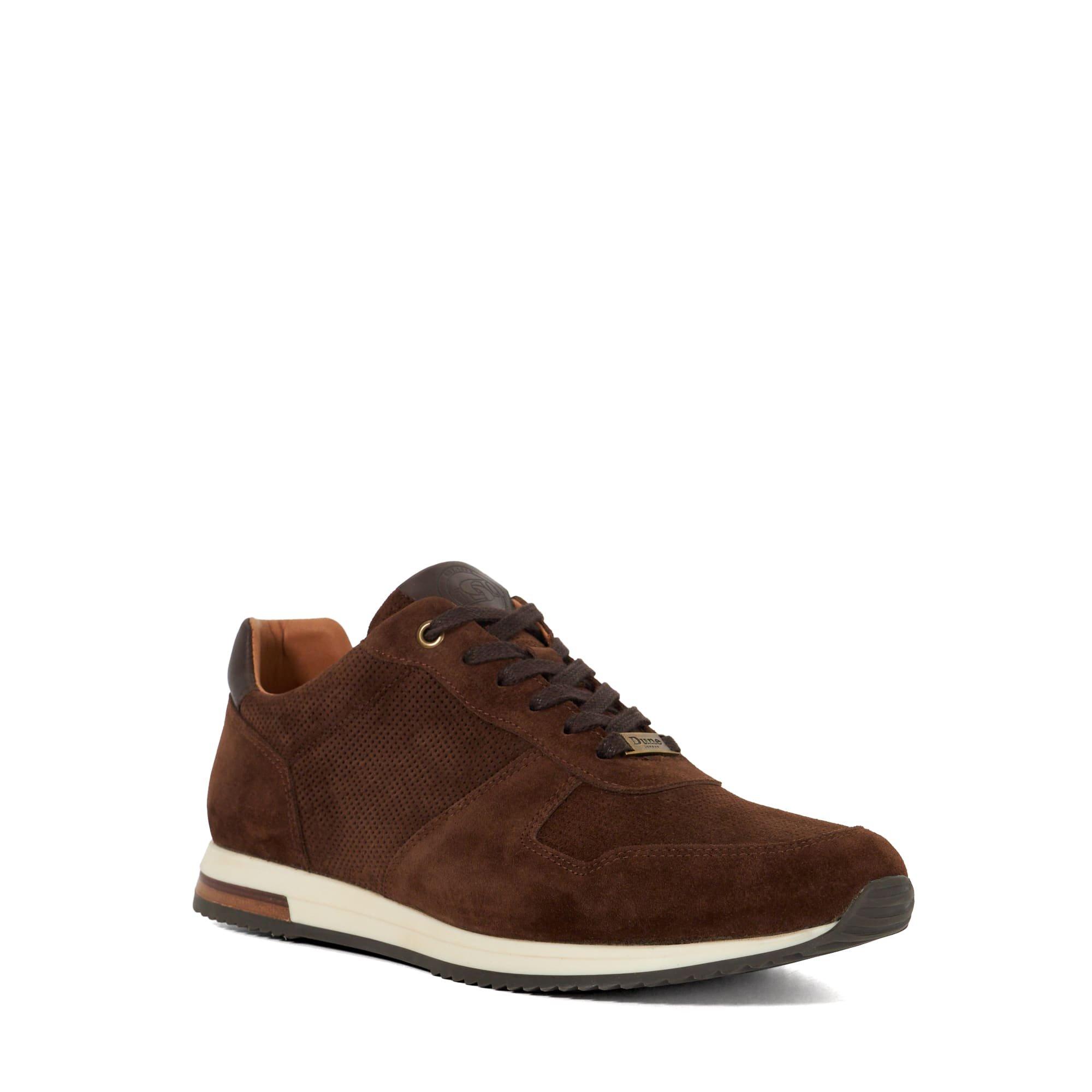 Brown Suede - Dune London - Men's Trilogy Runner Low-Top Trainers - 2