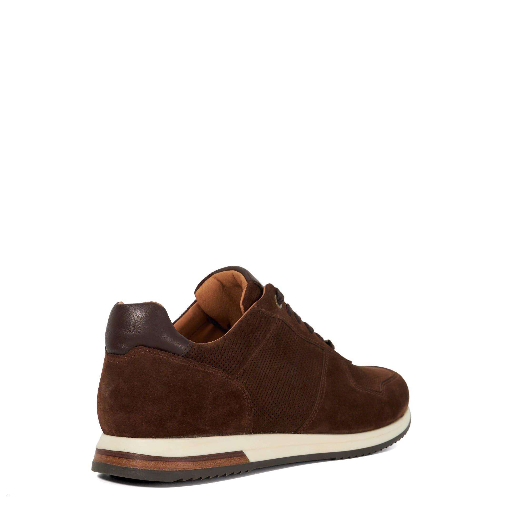 Brown Suede - Dune London - Men's Trilogy Runner Low-Top Trainers - 3