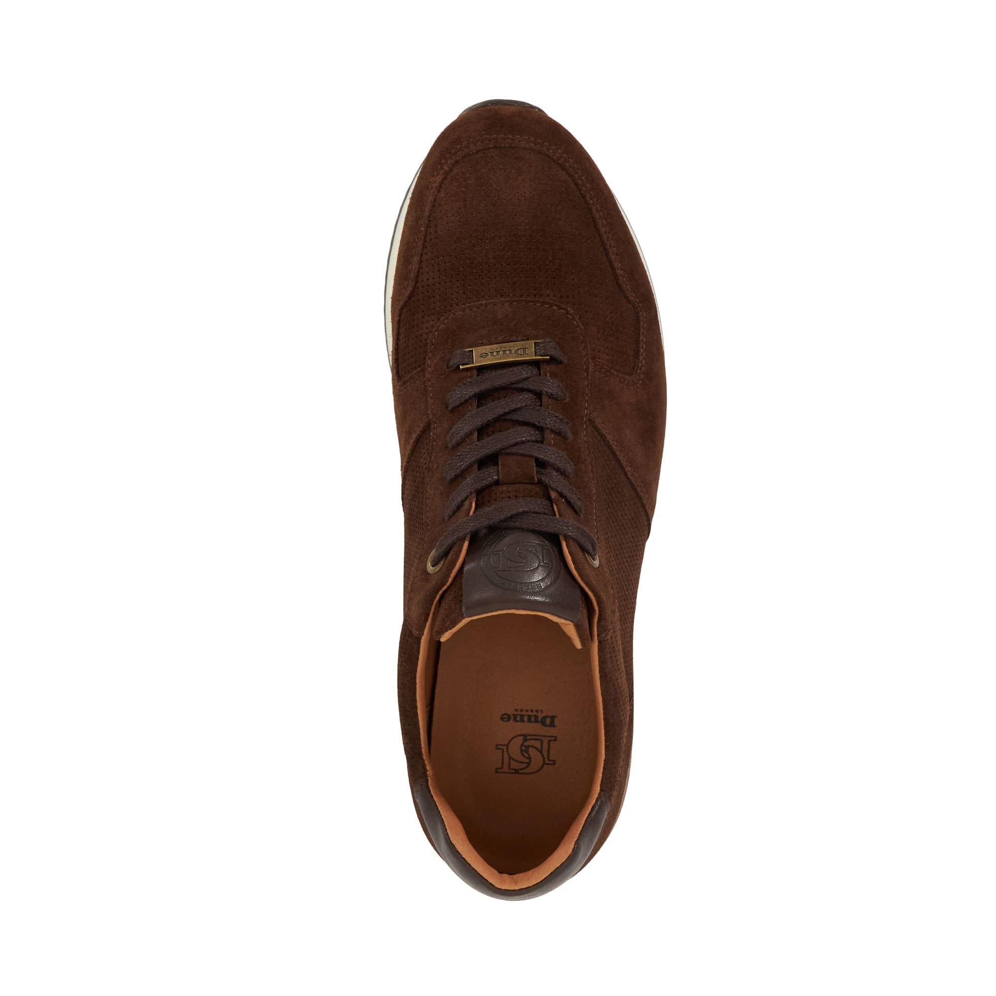 Brown Suede - Dune London - Men's Trilogy Runner Low-Top Trainers - 4