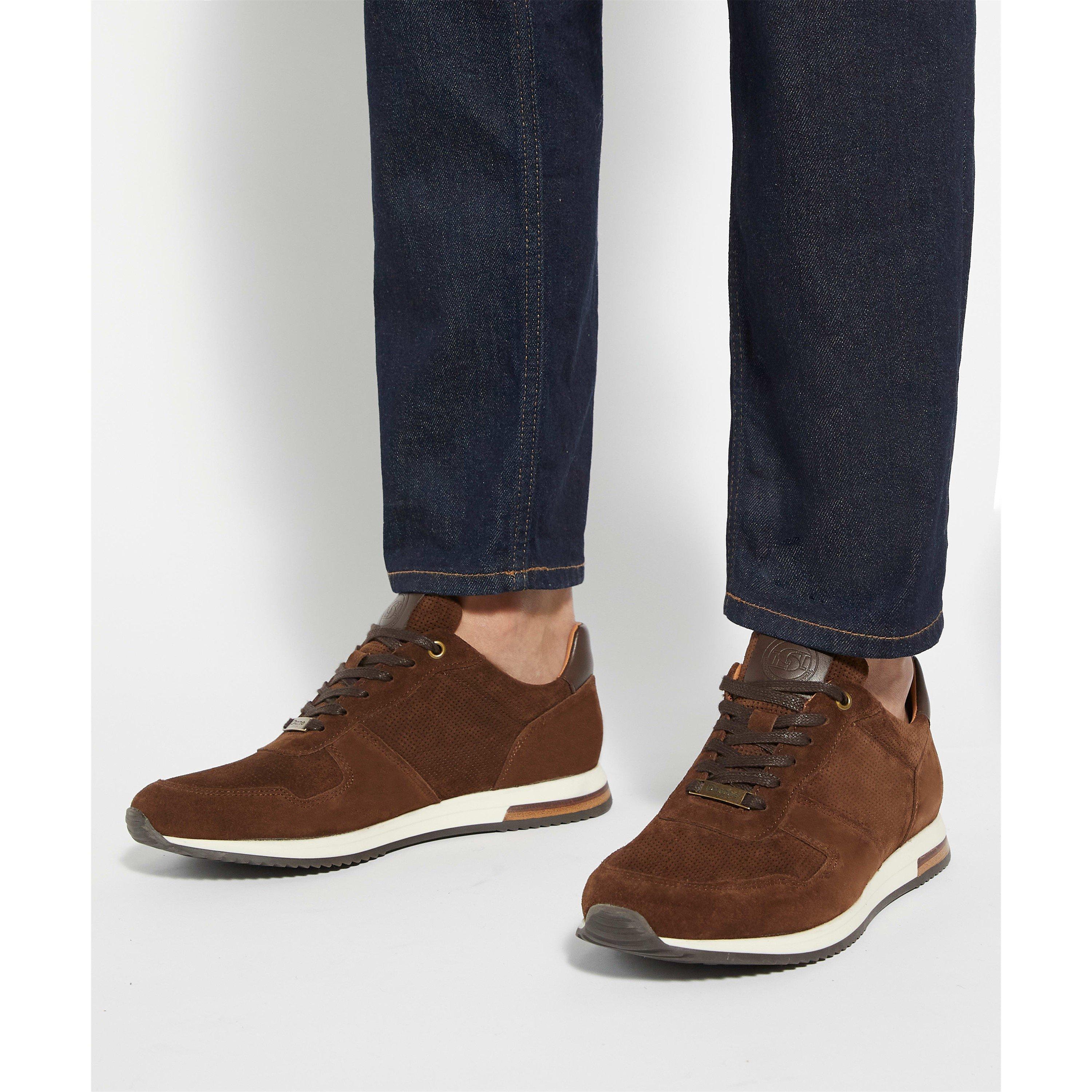 Brown Suede - Dune London - Men's Trilogy Runner Low-Top Trainers - 5