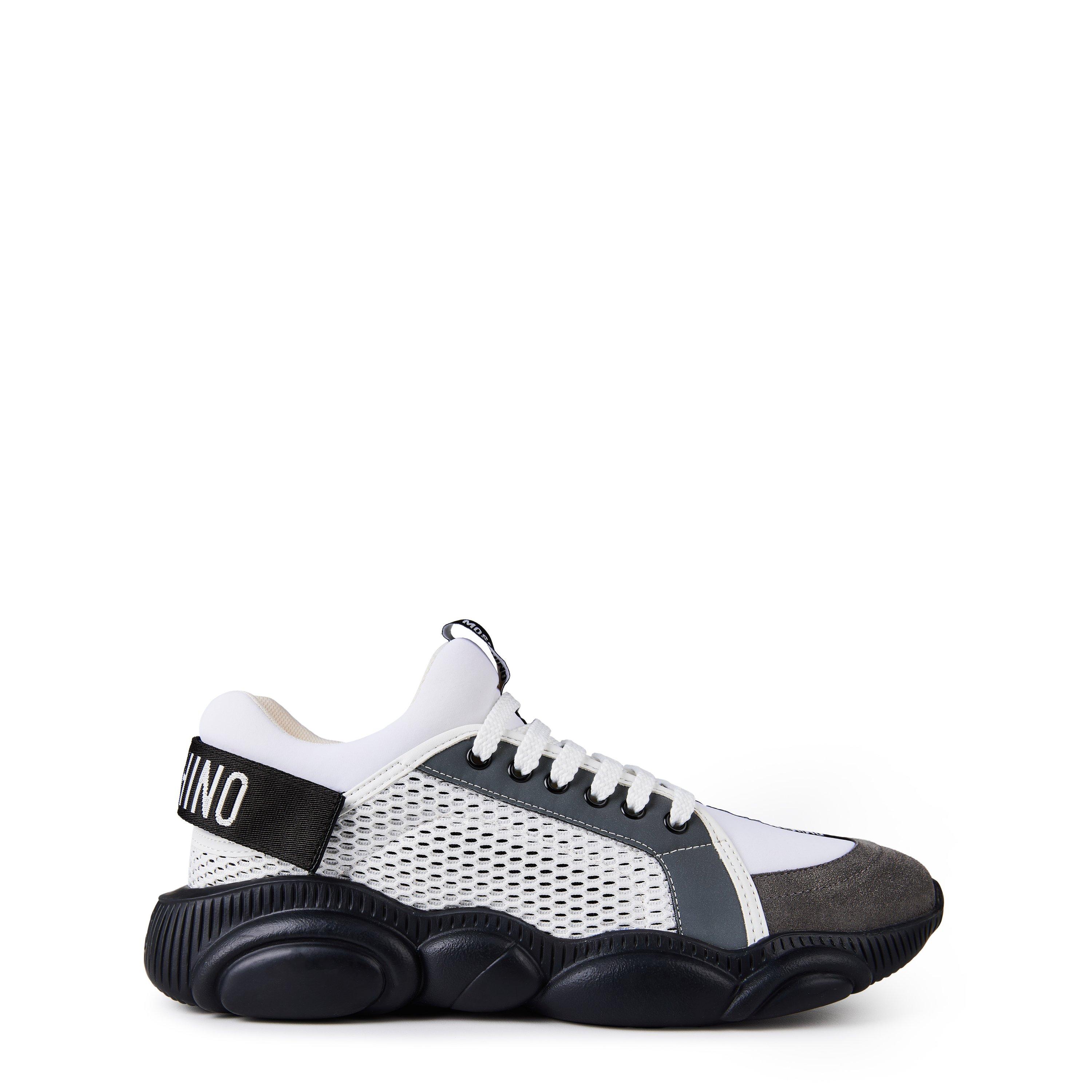 White/Grey - Moschino - Mesh Teddy Low Top Trainers - 1