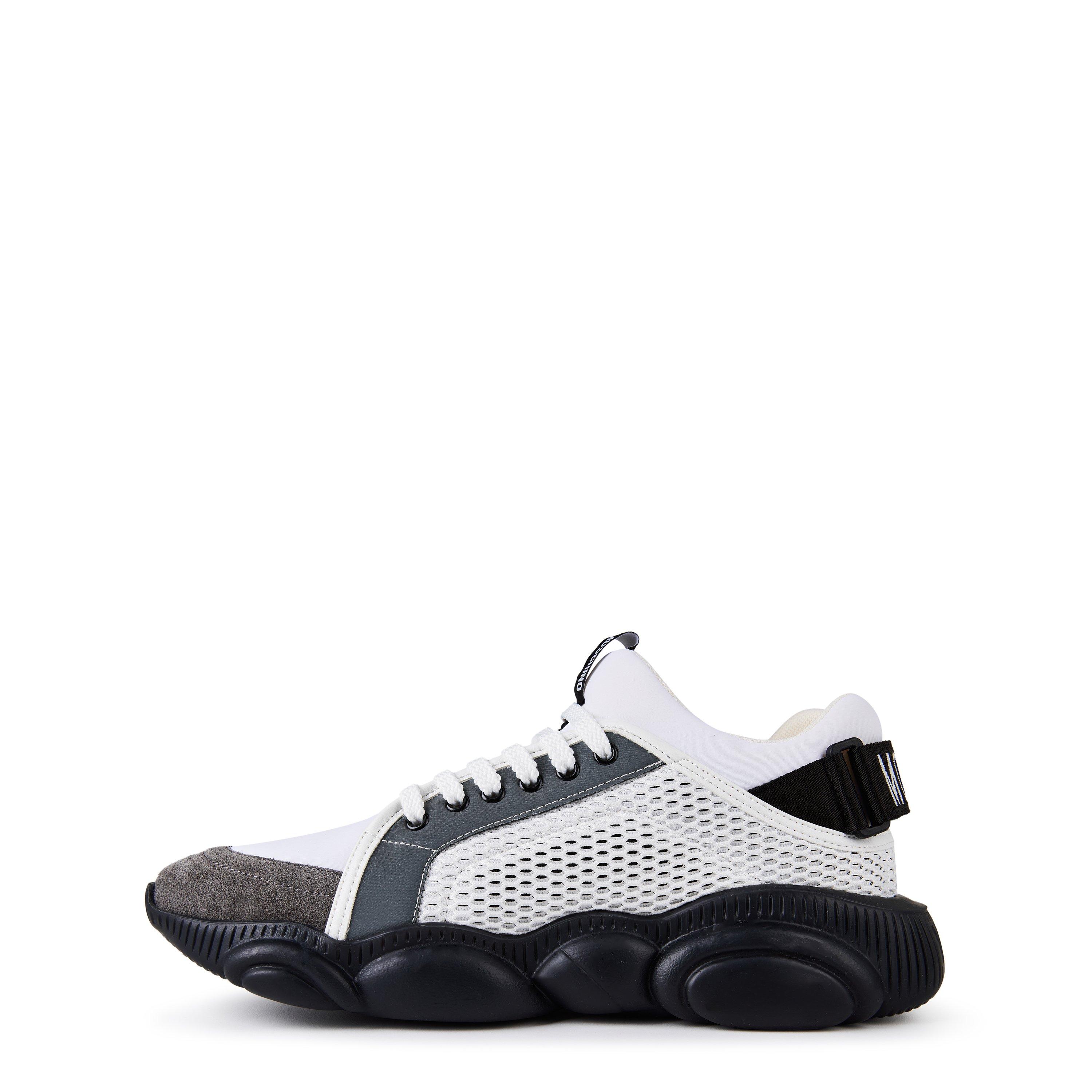 White/Grey - Moschino - Mesh Teddy Low Top Trainers - 3