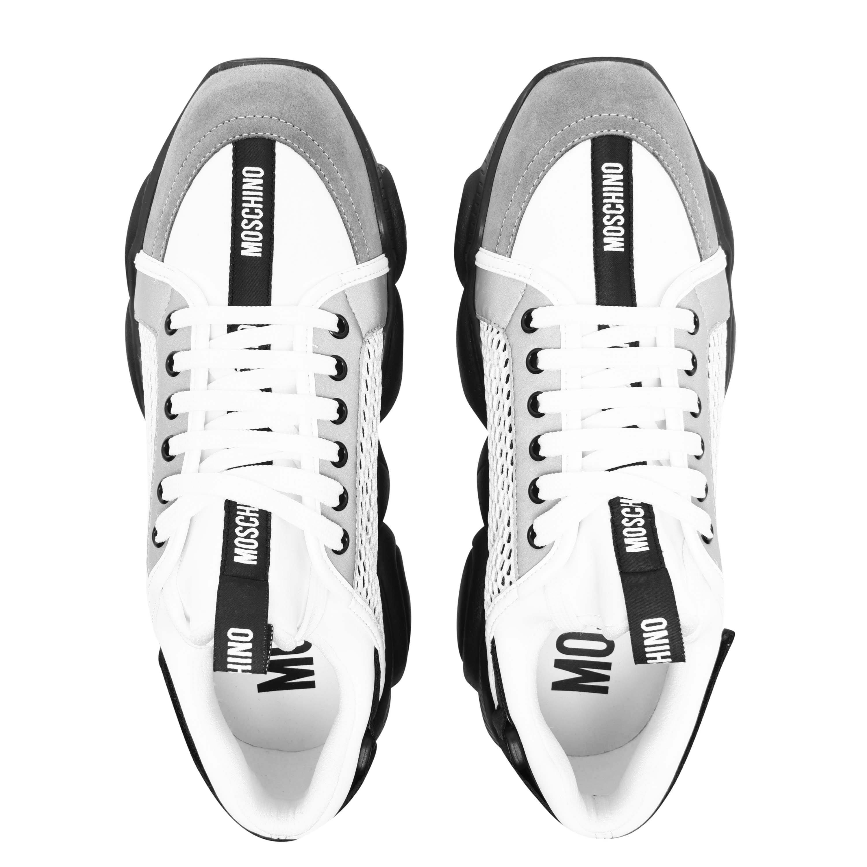 White/Grey - Moschino - Mesh Teddy Low Top Trainers - 7