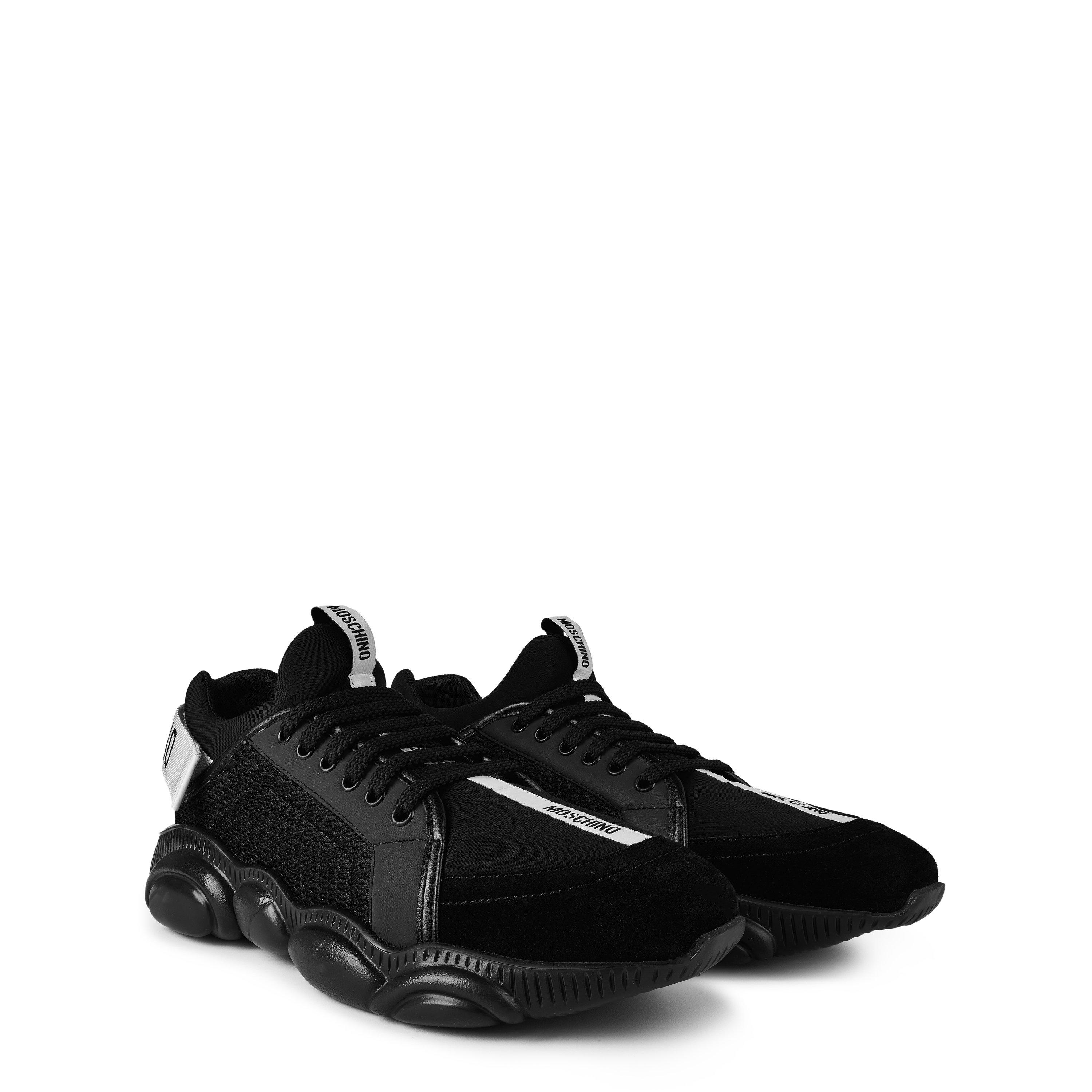 Black 00A - Moschino - Mesh Teddy Low Top Trainers - 4