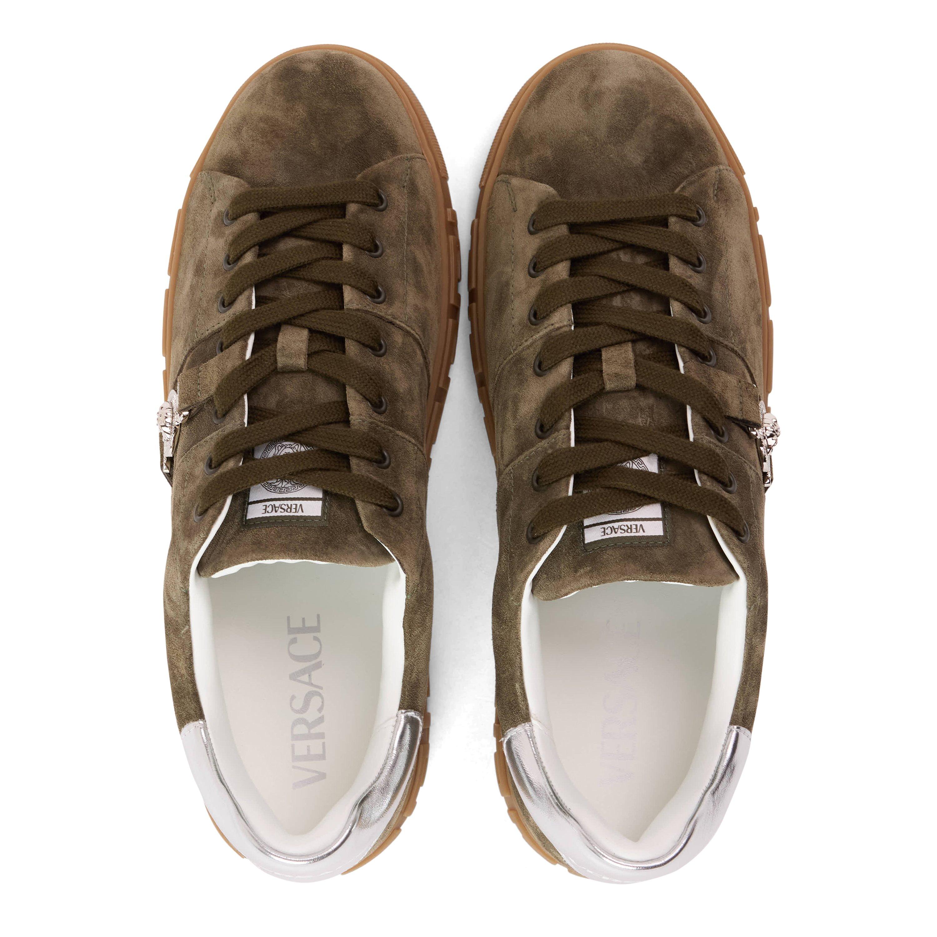 Khaki/Silver - Versace - Men's Low-Top Trainers - 4