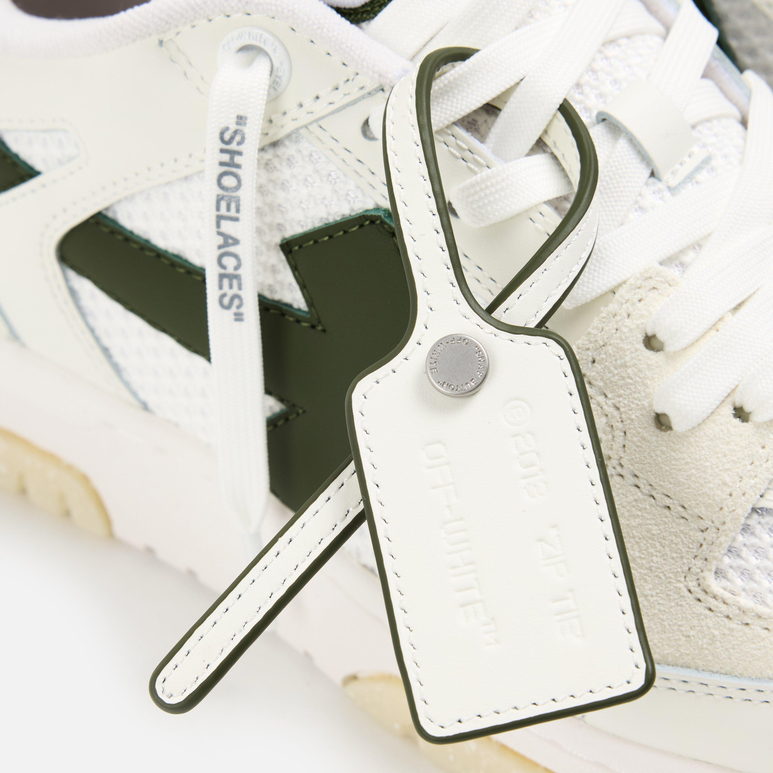 White/Olive - Off White - Mens Slim Low Calfskin Leather Trainers - 3