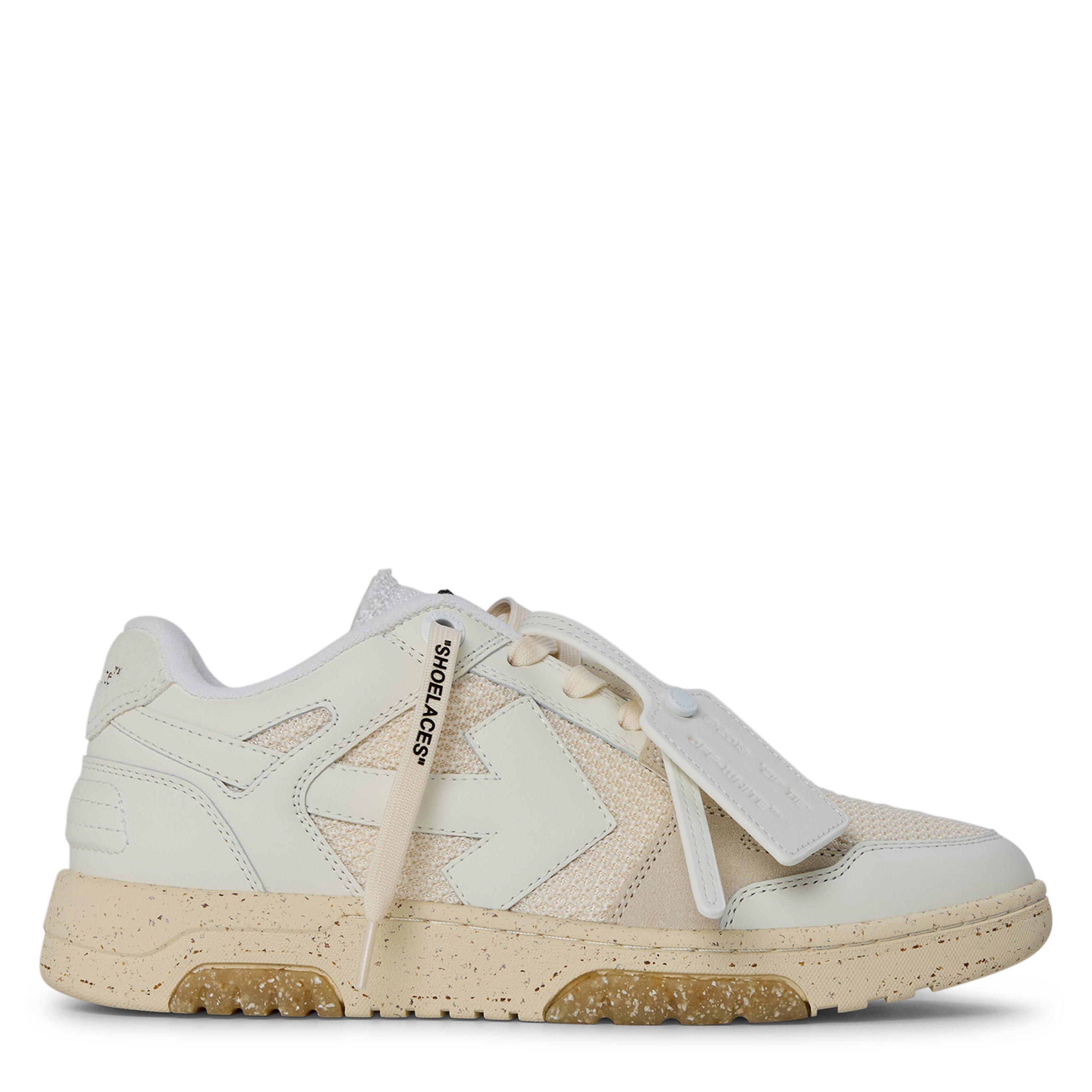 White/Beige SMU - Off White - Mens Slim Low Calfskin Leather Trainers - 1