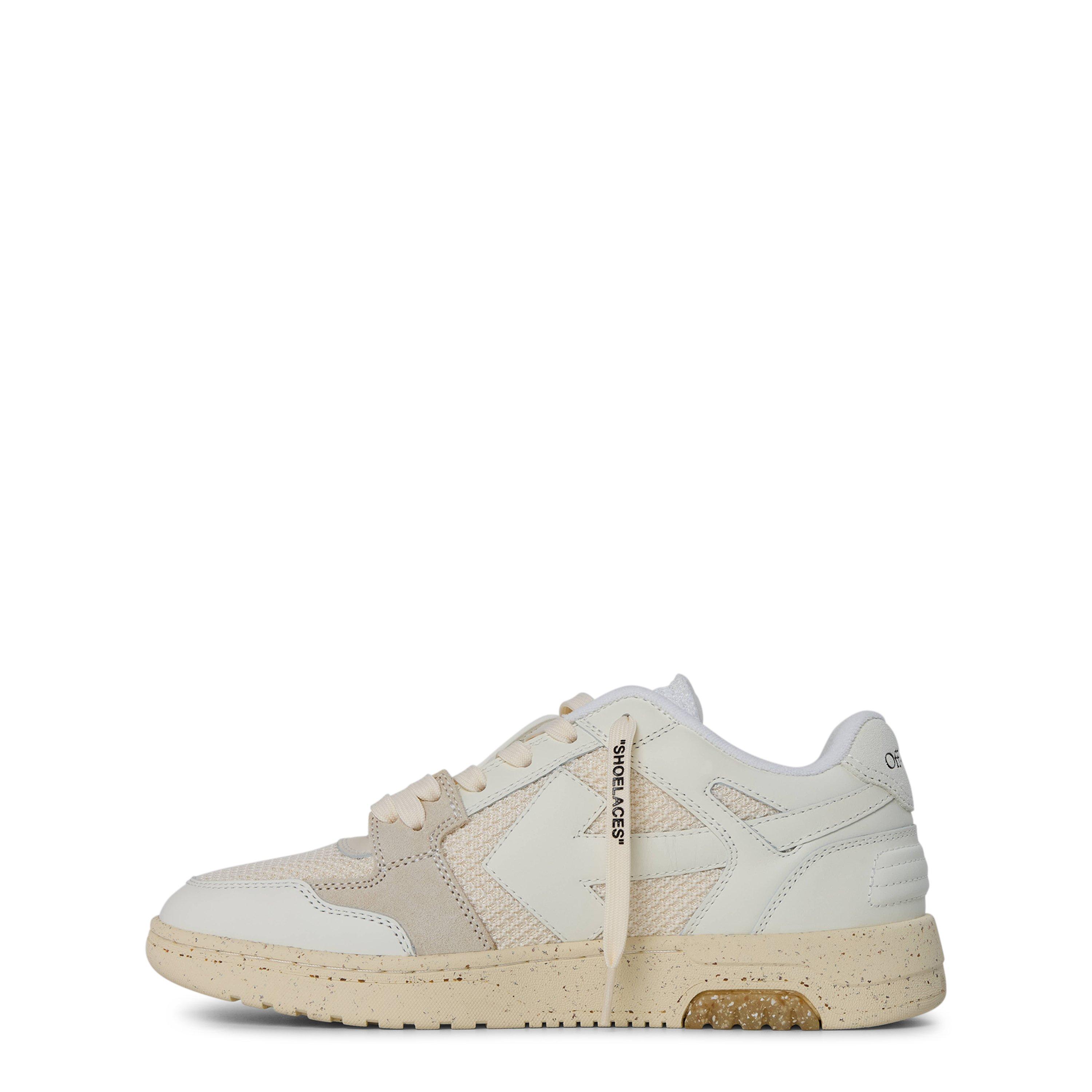 White/Beige SMU - Off White - Mens Slim Low Calfskin Leather Trainers - 2