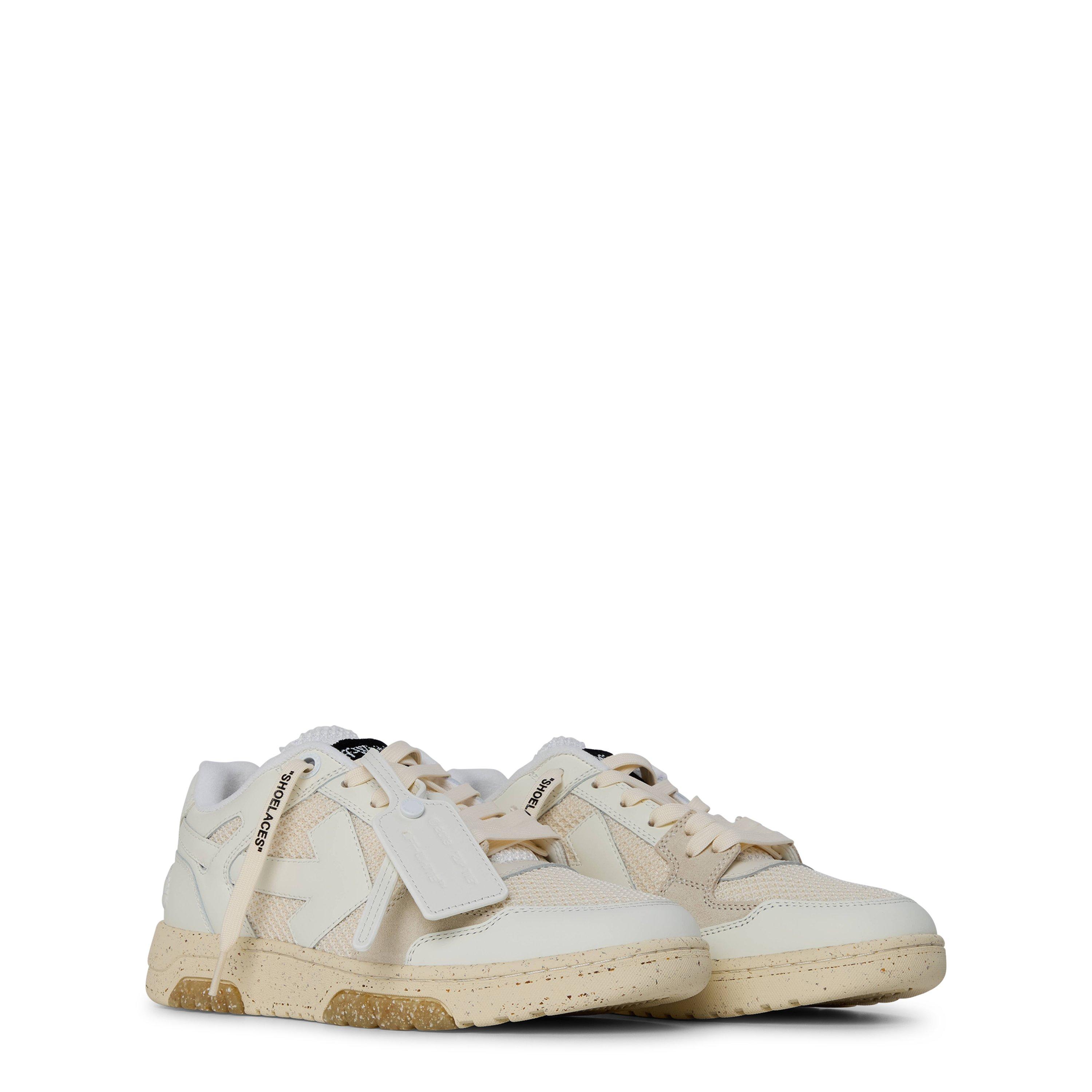 White/Beige SMU - Off White - Mens Slim Low Calfskin Leather Trainers - 3