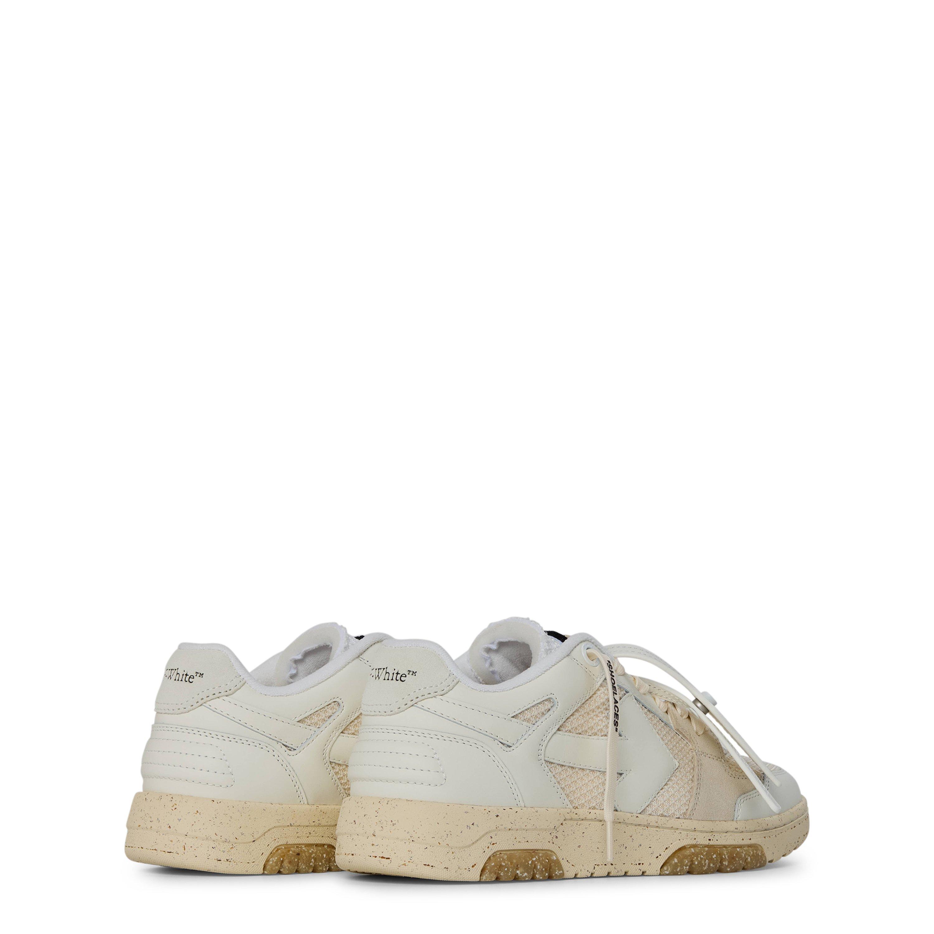 White/Beige SMU - Off White - Mens Slim Low Calfskin Leather Trainers - 4