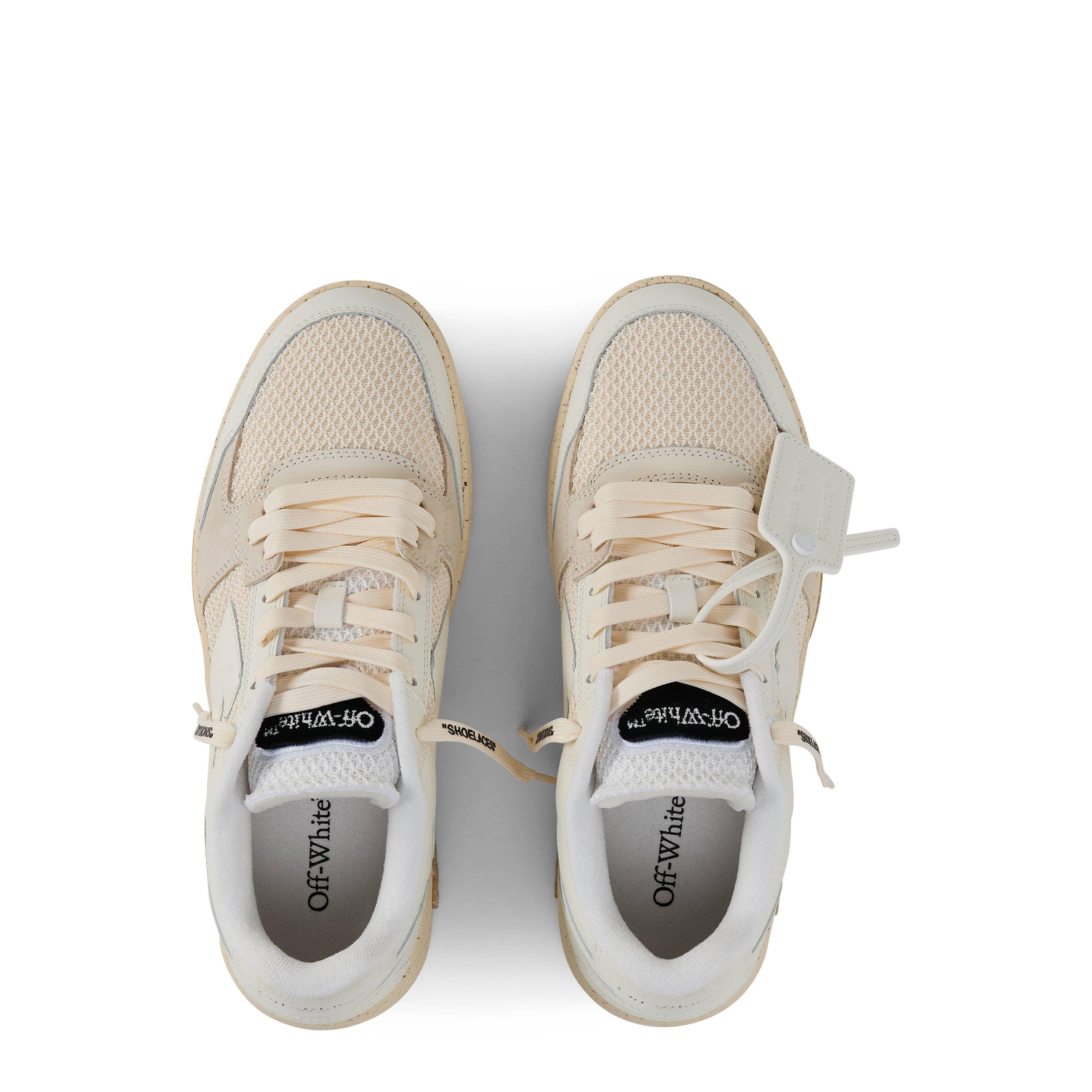 White/Beige SMU - Off White - Mens Slim Low Calfskin Leather Trainers - 5