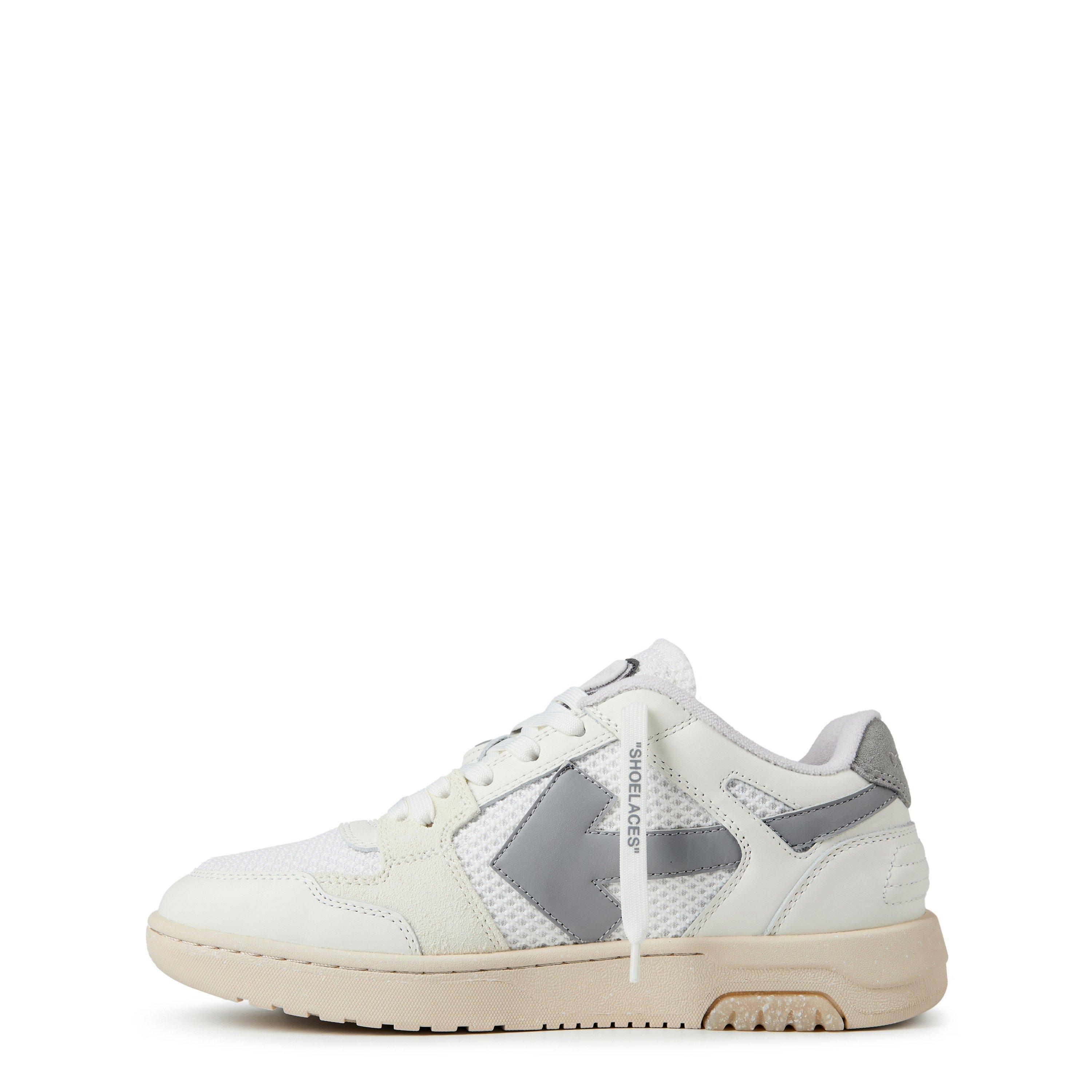 White/Grey - Off White - Men's Slim Low Calfskin Leather Trainers - 3