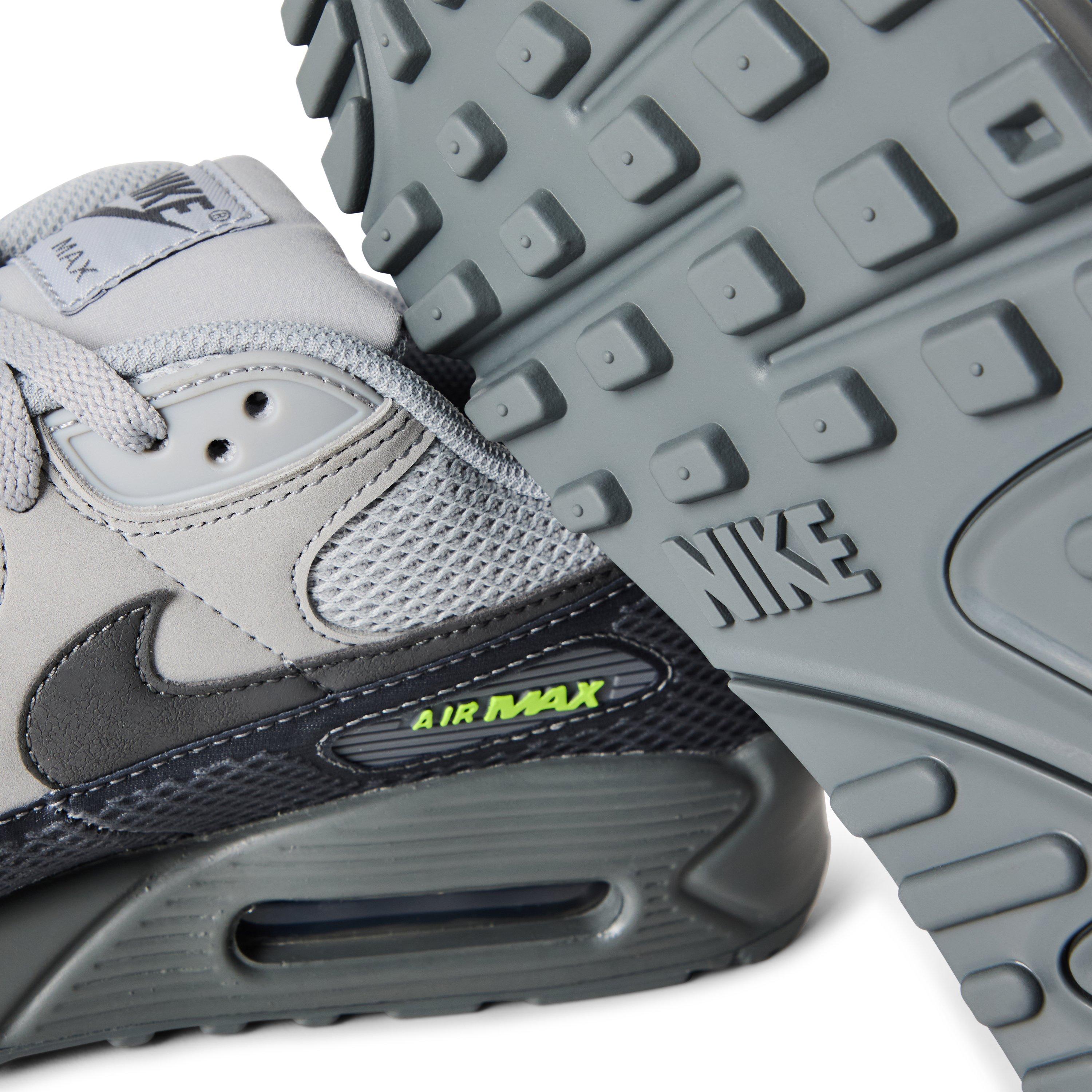 Grey/Volt - Nike - Men's Air Max 90 Leather Runners - 3