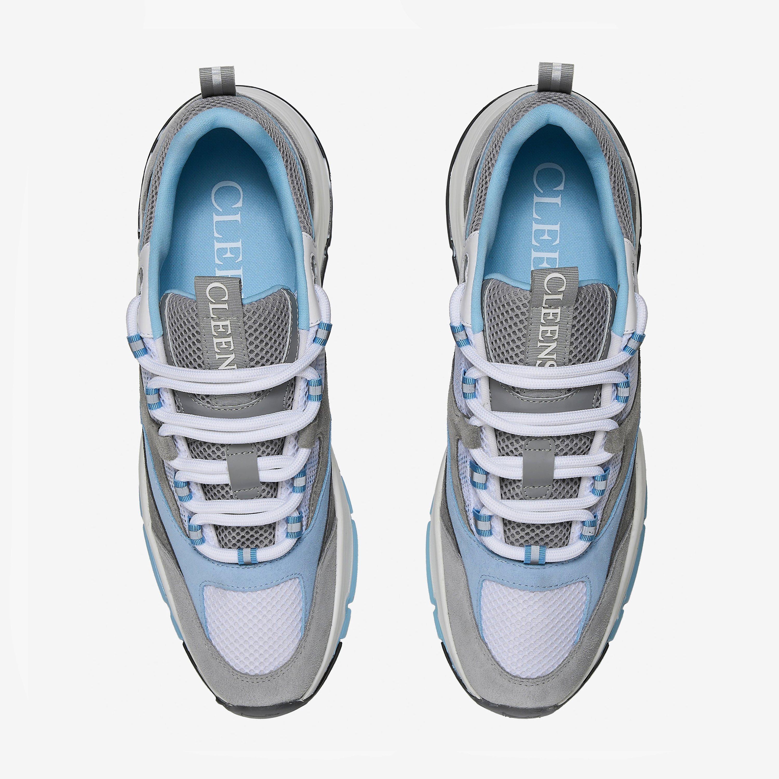 Powder Blue - Cleens - Men's Aero Leather Trainers - 5