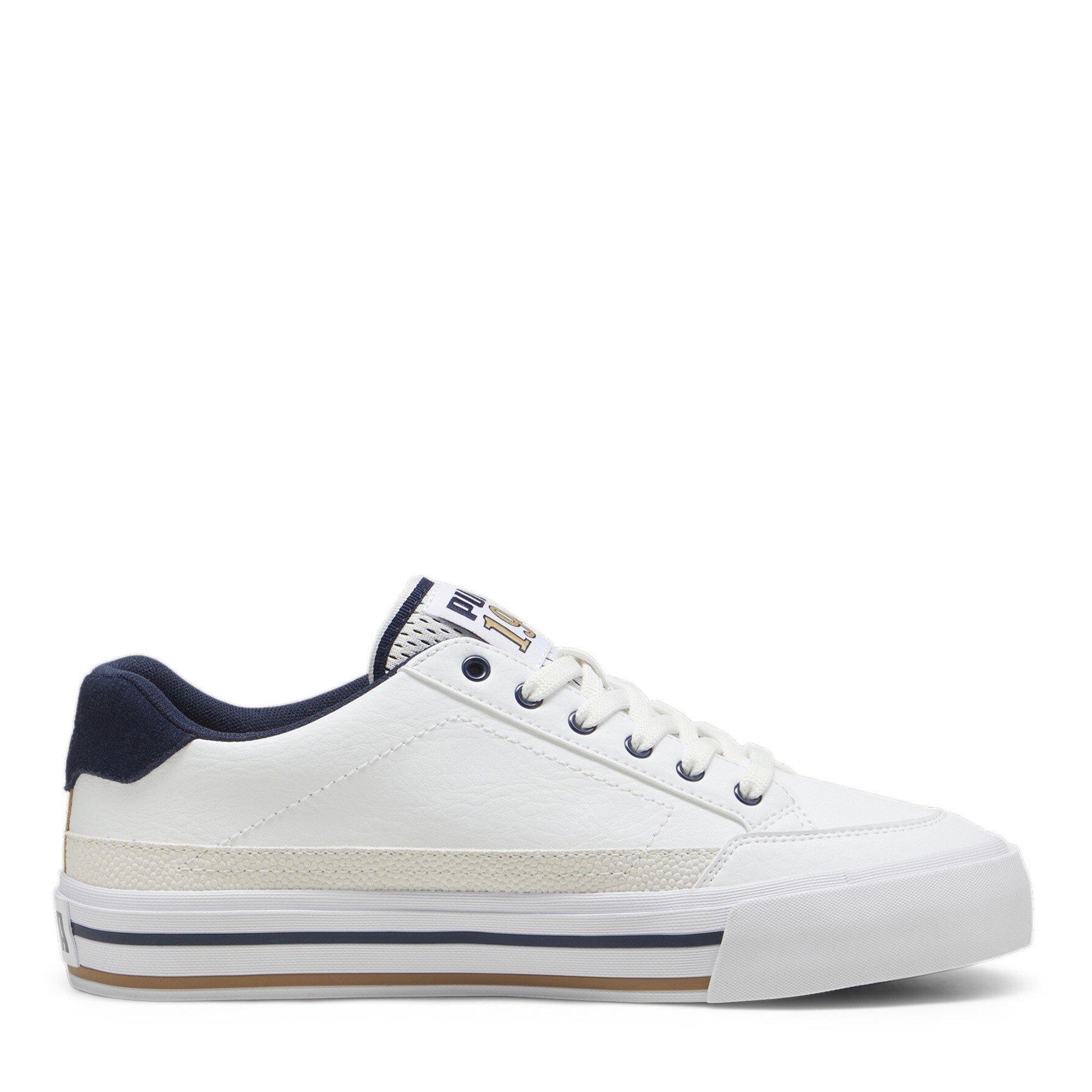 Wht-Prairie-Nav - Puma - Vulc Retro Club Mens Court Trainers - 4