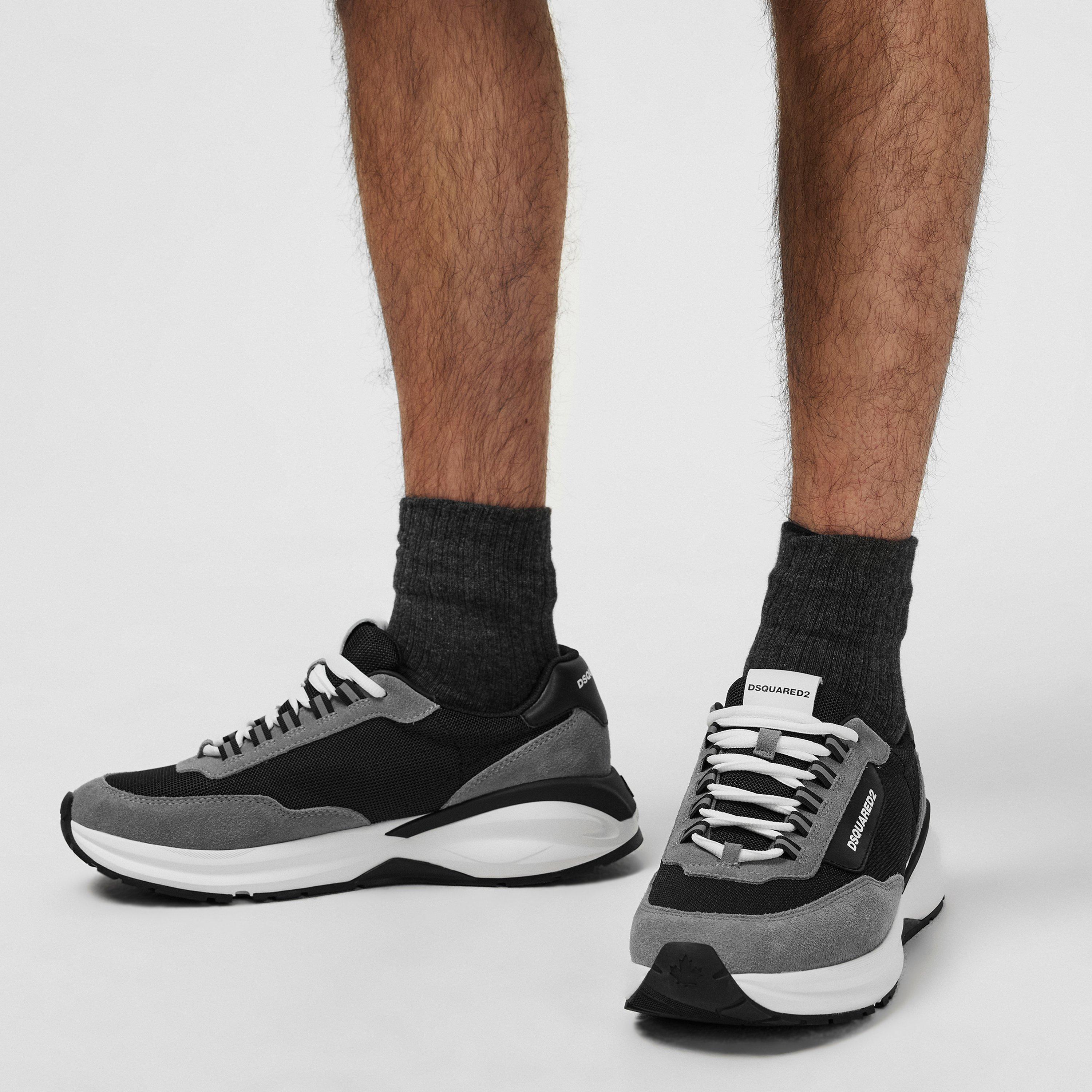 Dark Grey/Black - DSquared2 - Suede Dash Sneakers - 2